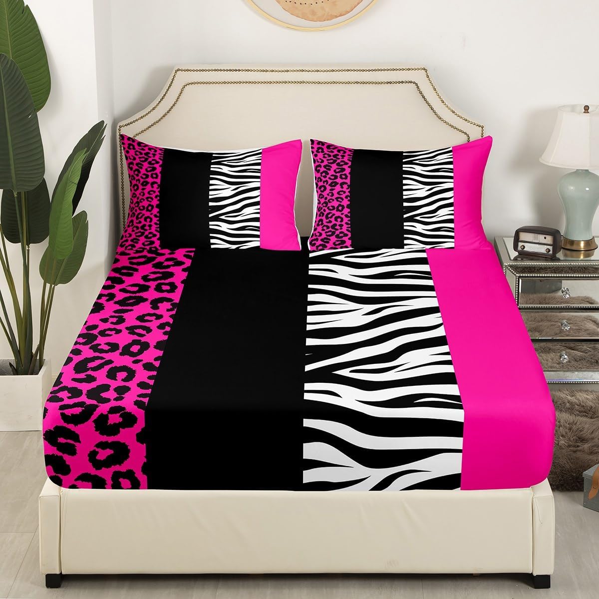jejeloiu Fitted Leopard Cheetah Sheets Full Size 4Pcs Kids Deep Pocket