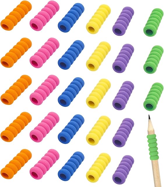 48Pcs Pen Grips, Multicolor Foam Pencil Grips Non Slip Pen Gripper Toddlers Preschoolers Adults Lefties or Righties