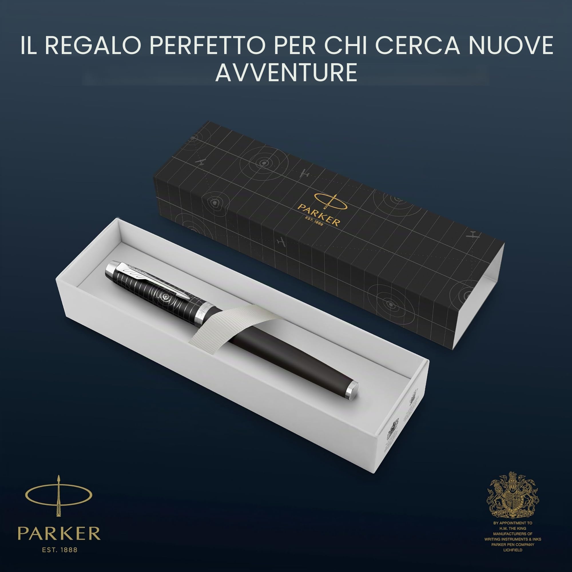 Parker IM Premium Penna Rollerball | Collezione Legacy of Flight | Rifiniture Cromate | Punta Fine | Inchiostro Nero | Confezione Regalo