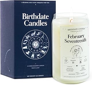 Birthdate Candles, February 17 - Aquarius Zodiac Scented Candles Birthday Gift - Lavender, Sage & Neroli Scent - All-Natur...
