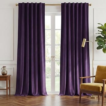 NICETOWN Purple Room Darkening Velvet Curtains, 84 inch Long, Living Room Back Tab & Rod Pocket Window Treatment Drapes Farmhouse for Theater, Set of 2, 52" Width