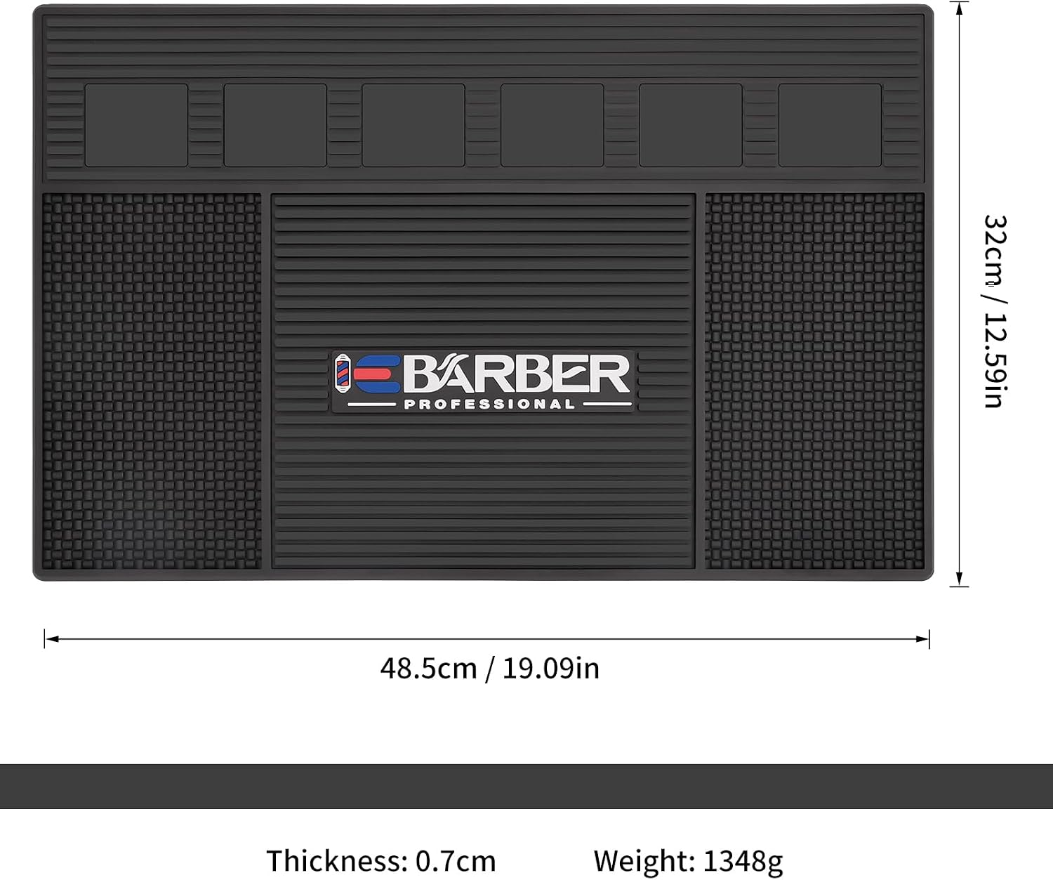 Magnetic Barber Mat for Station Barber Organizer Mat for Clipper Salon Station Tools with 6 Slots for Clippers Salon Barbershop Work Station Pads anti slip 19" X 12.5”-Black