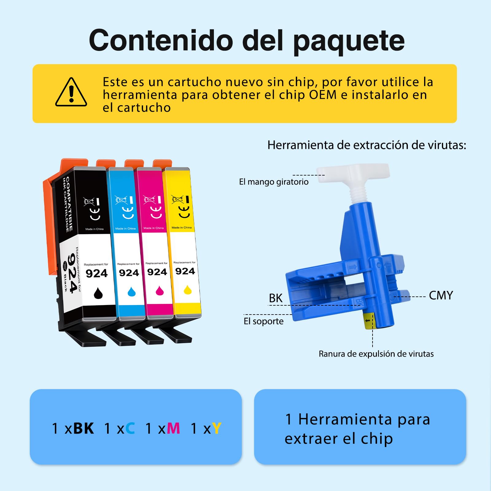 Starink 924 - Cartuchos de Tinta Compatibles con HP 924 924e para HP OfficeJet 8120e 8122e 8124e 8125e pour OfficeJet Pro 8130e 8132e 8134e 8138e 8139e (4 Unidades, Sin Chip) — view 2