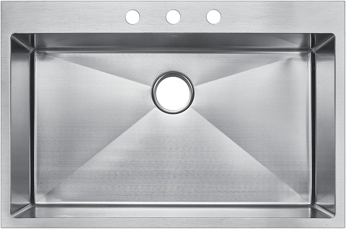 One-Day Sale: Up to 40% Off Starstar 30 Inch Top-mount/Drop In Stainless Steel Single Bowl Kitchen Sink 16 Gauge with Accessories