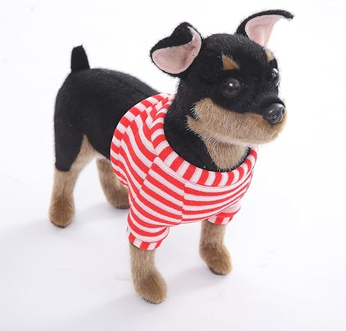 CU-MATE Peluche Doberman Pinscher de 10 pulgadas para perro color negro y tostado realista y realista regalo de pie