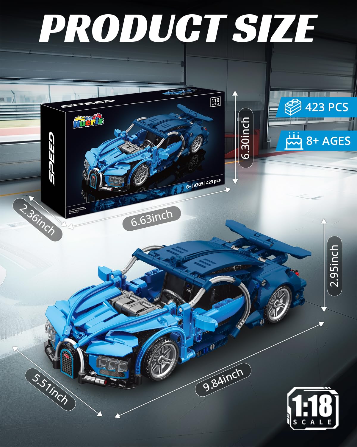 Amazon.com: Nueris 1:18 Technic Super Sports Cars Model Sets - 423