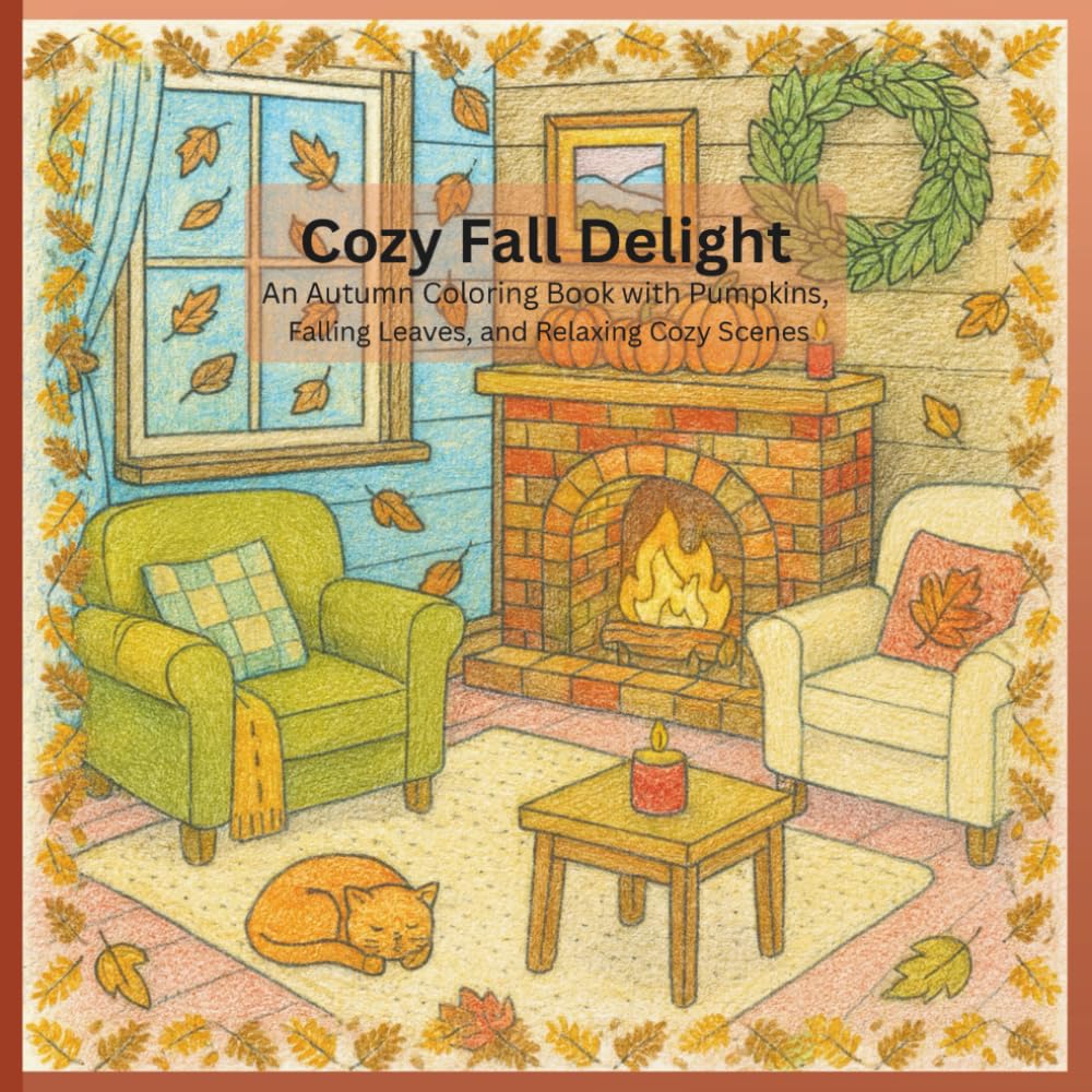 Cozy Fall Delight: An Autumn Coloring Book with Pumpkins, Falling Leaves, and Relaxing Cozy Scenes