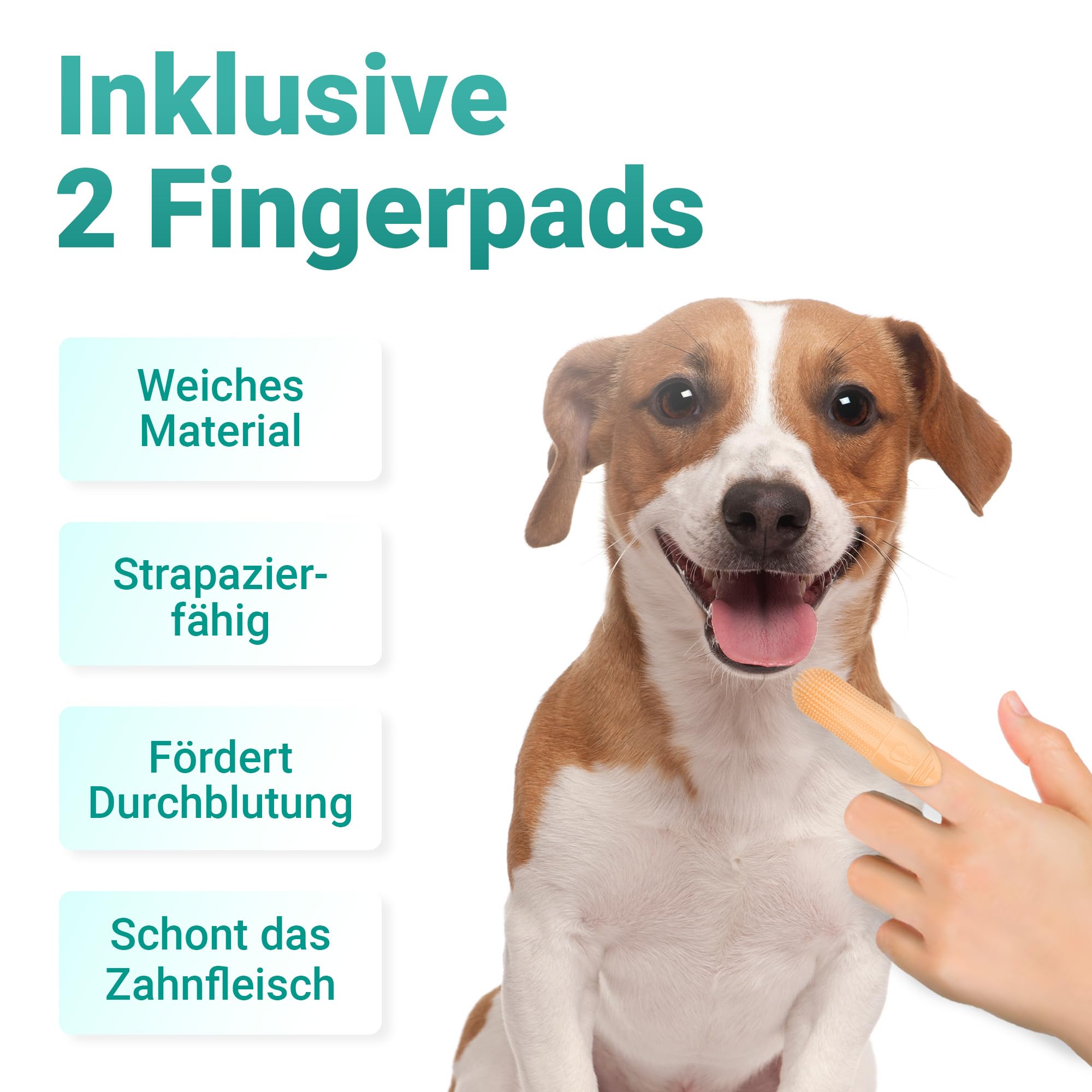 emmi-pet Zestaw do pielęgnacji zębów dla szczeniaków i małych psów – 4-częściowy zestaw ze szczoteczką do zębów 3D, różową pastą do zębów 75 ml i 2 podkładkami na palce – 1 x 3-częściowa szczoteczka
