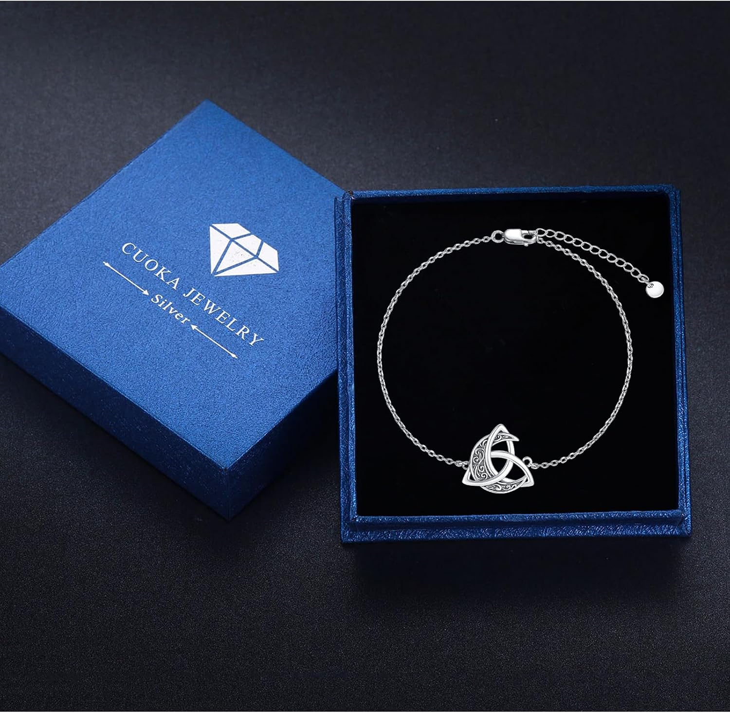 Celtic Moon Bracelet for Women 925 Sterling Silver Celtic Knot Crescent Irish Bracelets Celtic Jewelry Gift for Mother's Day Birthday Valentine’s Day Anniversary for Mom Wife Girlfriend Women Her Men (Retro Celtic Moon Bracelet)