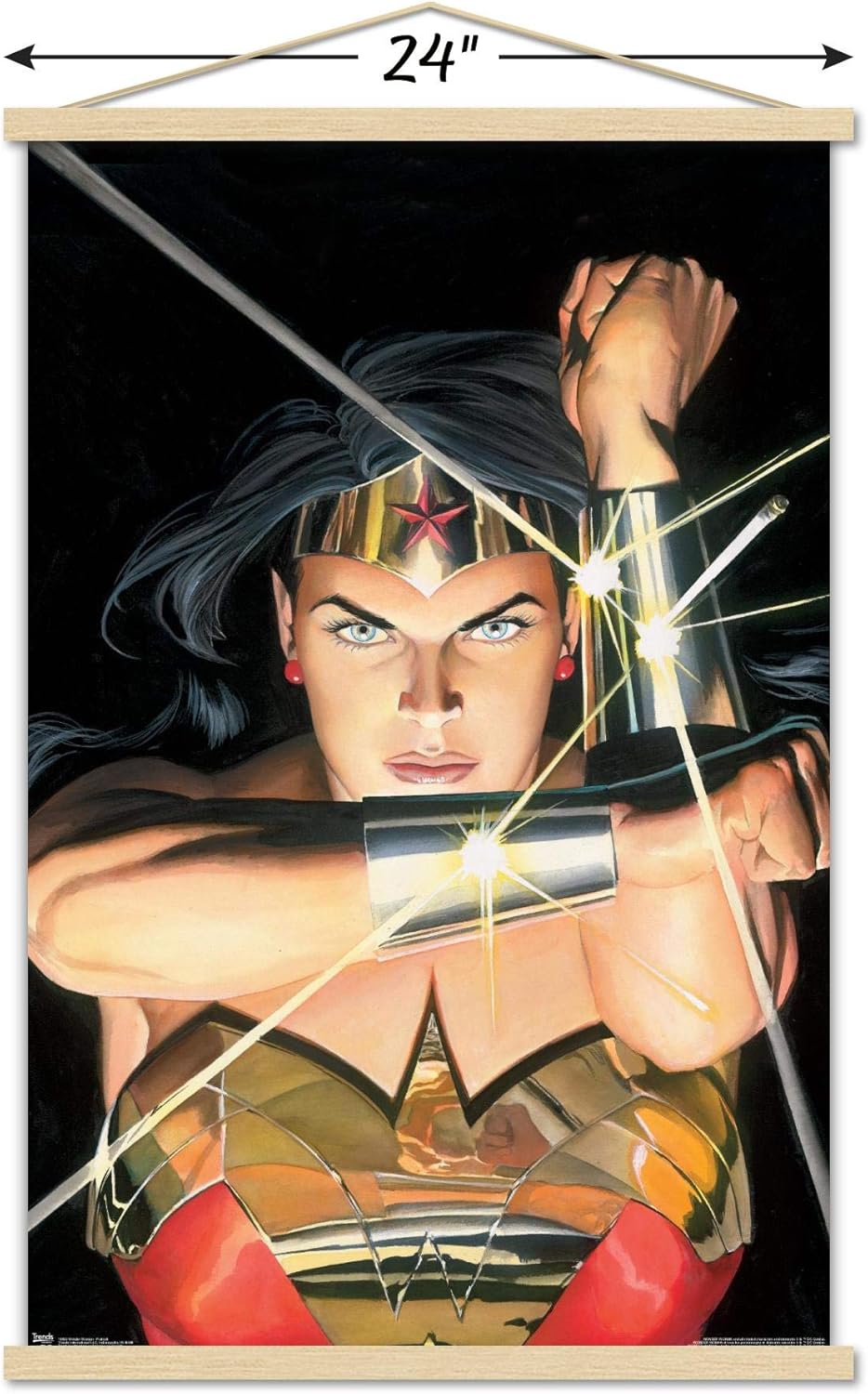 Trends International DC Comics - Wonder Woman - Alex Ross Portrait Wall Poster, 22.375" x 34", Print and Beechwood Hanger Bundle