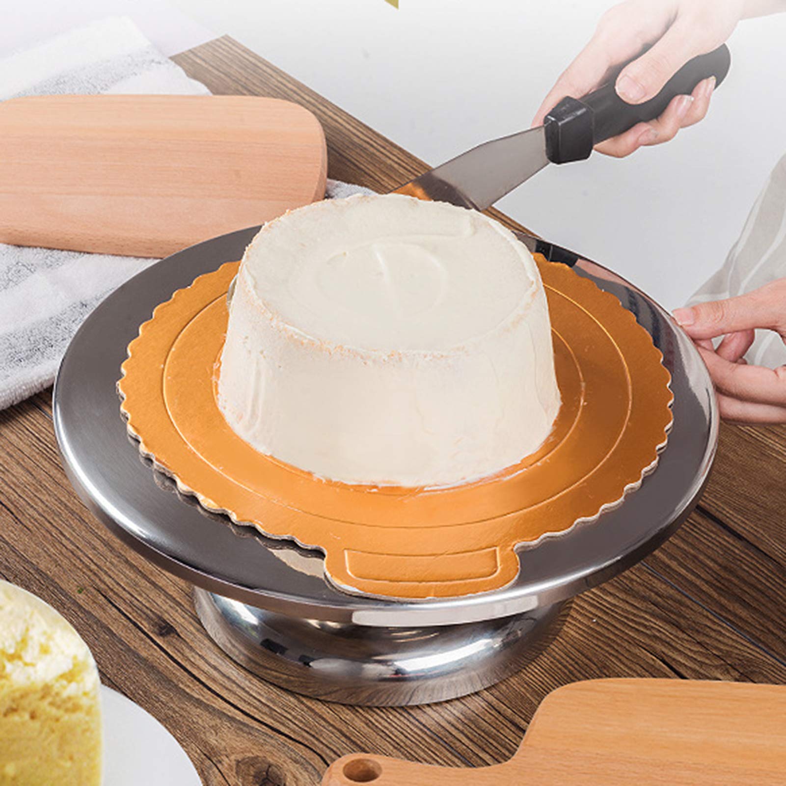 Gramofon Ciasta, Obrotowy Stojak Ciasto Ze Stali Nierdzewnej 304 O Przekątnej 11,8 Cala, Uchwyt Babeczki Z Silikonową Podkładką Antypoślizgową do Pieczenia Kuchni Domowej