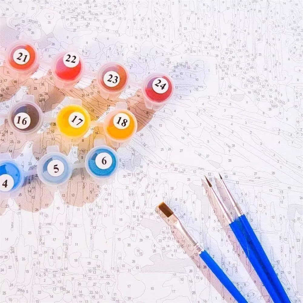 DIY Malowanie po numerach dla dorosłych kwiat płótno zestaw do malowania olejnego, bas rzemiosło artystyczne malowanie według numerów, dla dorosłych, zestawy z akrylowym pigmentem, pędzle do dekoracji