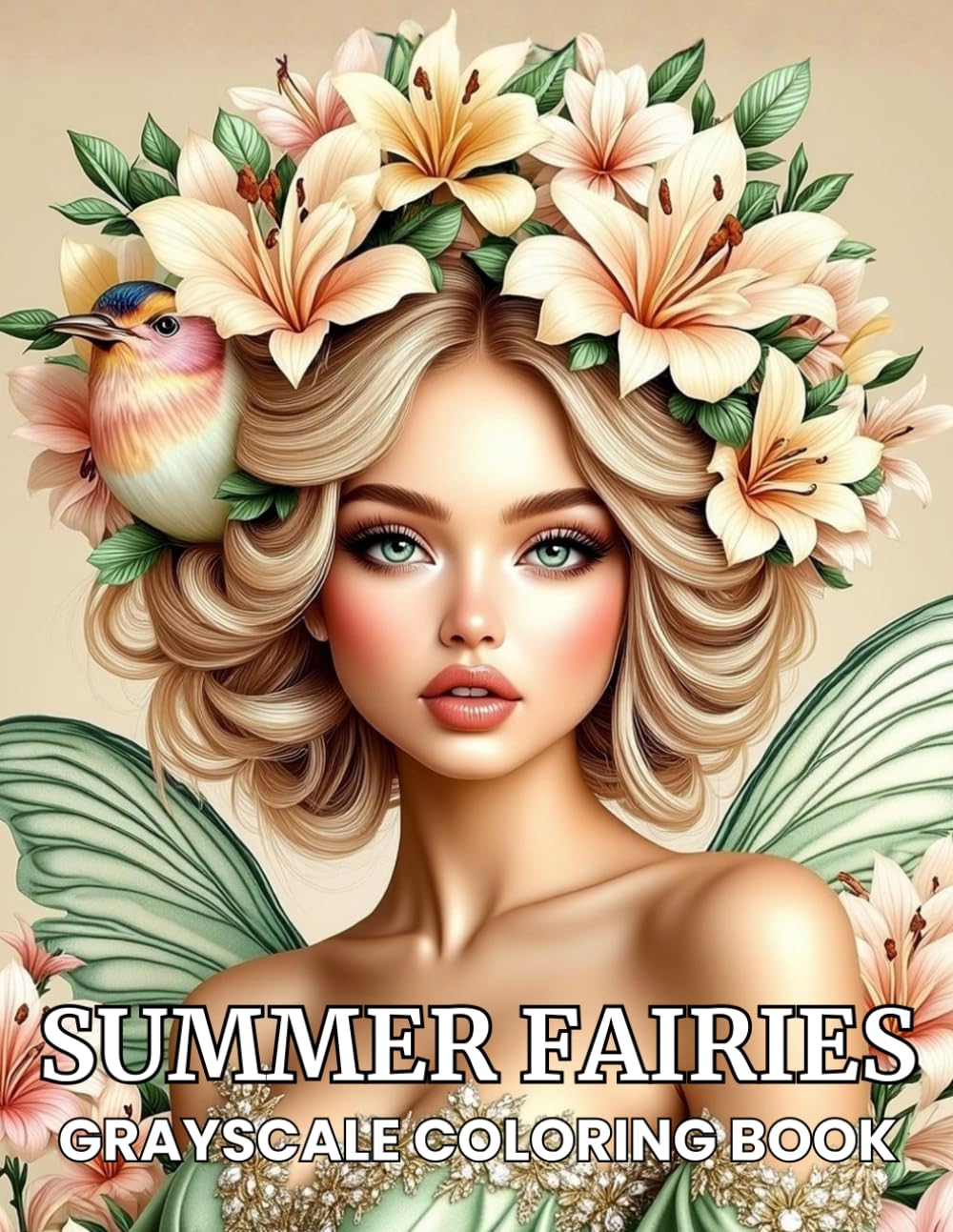 Summer Fairies: Grayscale Fantasy Coloring Book for Adults: Elegant grayscale portraits of magical fairies adorned with butterfly wings, flower ... flowers (StoryHue Fairies Collection)