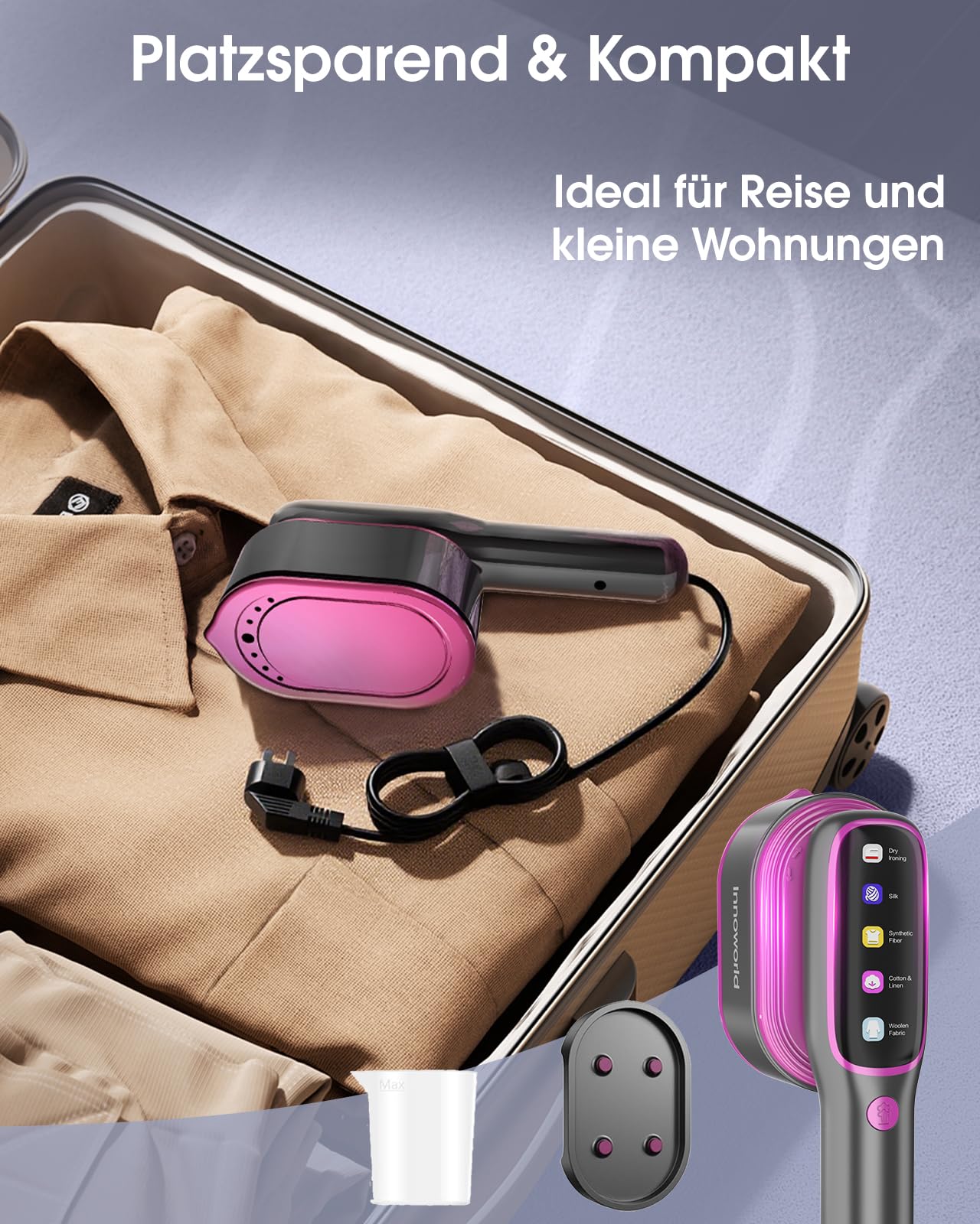 Reise Dampfbügeleisen 2-in-1 - Kompakt & Leistungsstark Für Unterwegs
