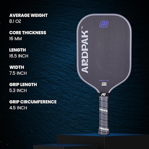Miniatura 3 de Pickleball Paddle, T700 Carbon Fiber Abrasion-Resistant Surface, 16MM Polypropylene Honeycomb core, USAPA Approved, High Grit,The Pickleball Paddle