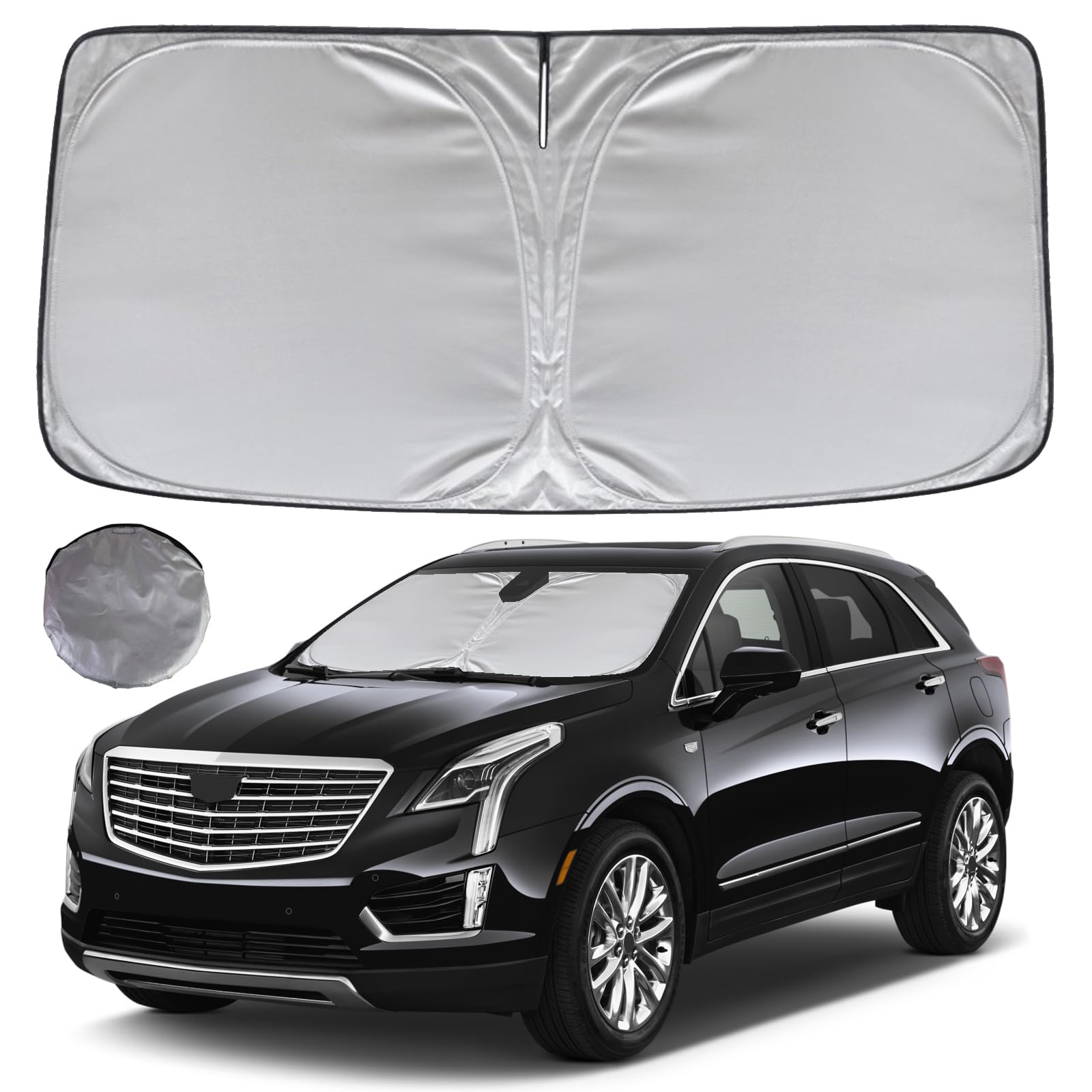 KAYZT Windshield Sun Shade for 2017-2025 2026 Cadillac XT5 Foldable Sunshade SUV Front Window Custom Fit Car Accessories