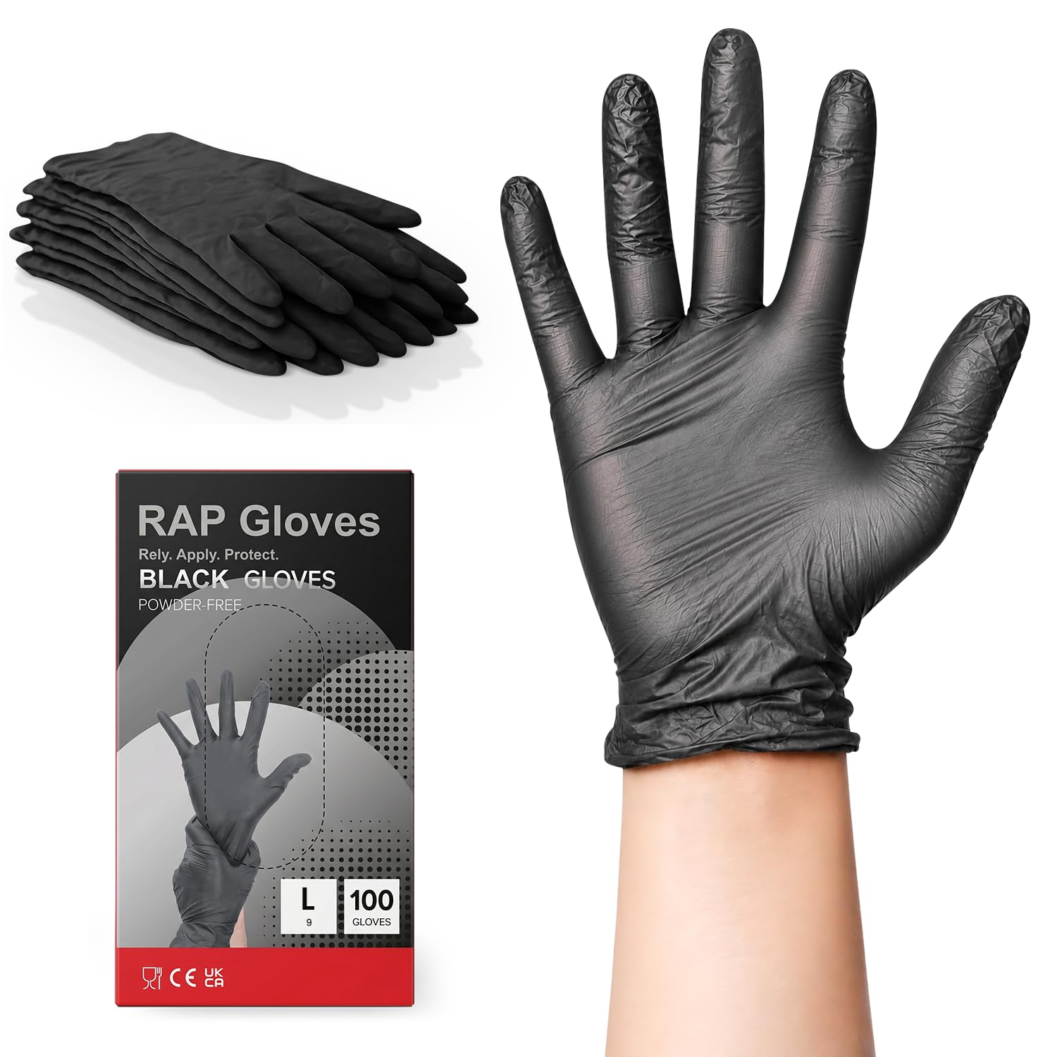 Black Disposable Vinyl Gloves Large Size Pack of 100 – Latex-Free, Powder-Free Protective Gloves for Food Handling, Inspection, Hygiene & Cleaning Tasks | Comfortable Hand Fit — image 1