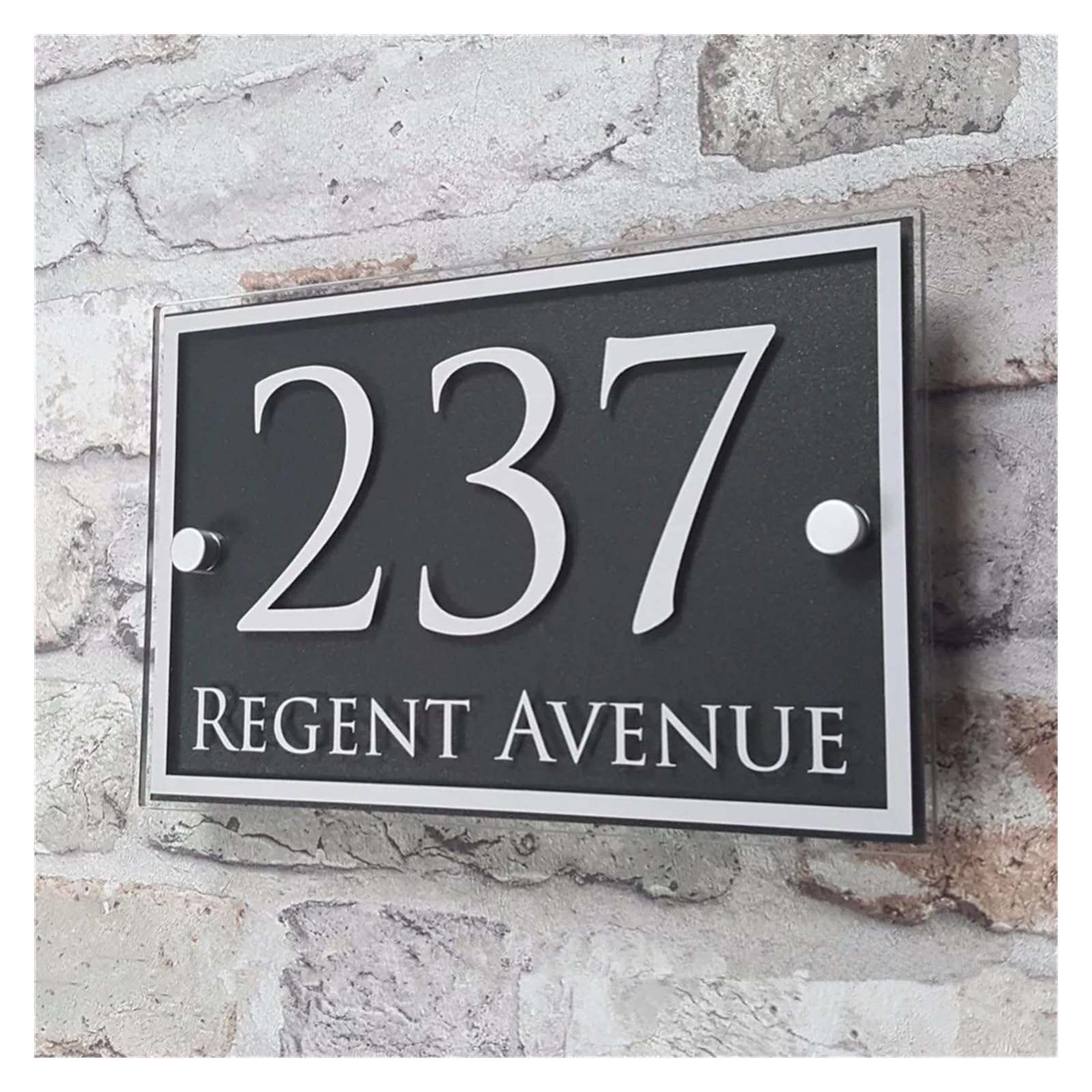 Numero civico Personalizzato, targhe con indirizzo Personalizzate, Numeri Decorativi per la casa, targhe con Numeri civici in Acrilico, targhe e cartelli (02 300x140mm)