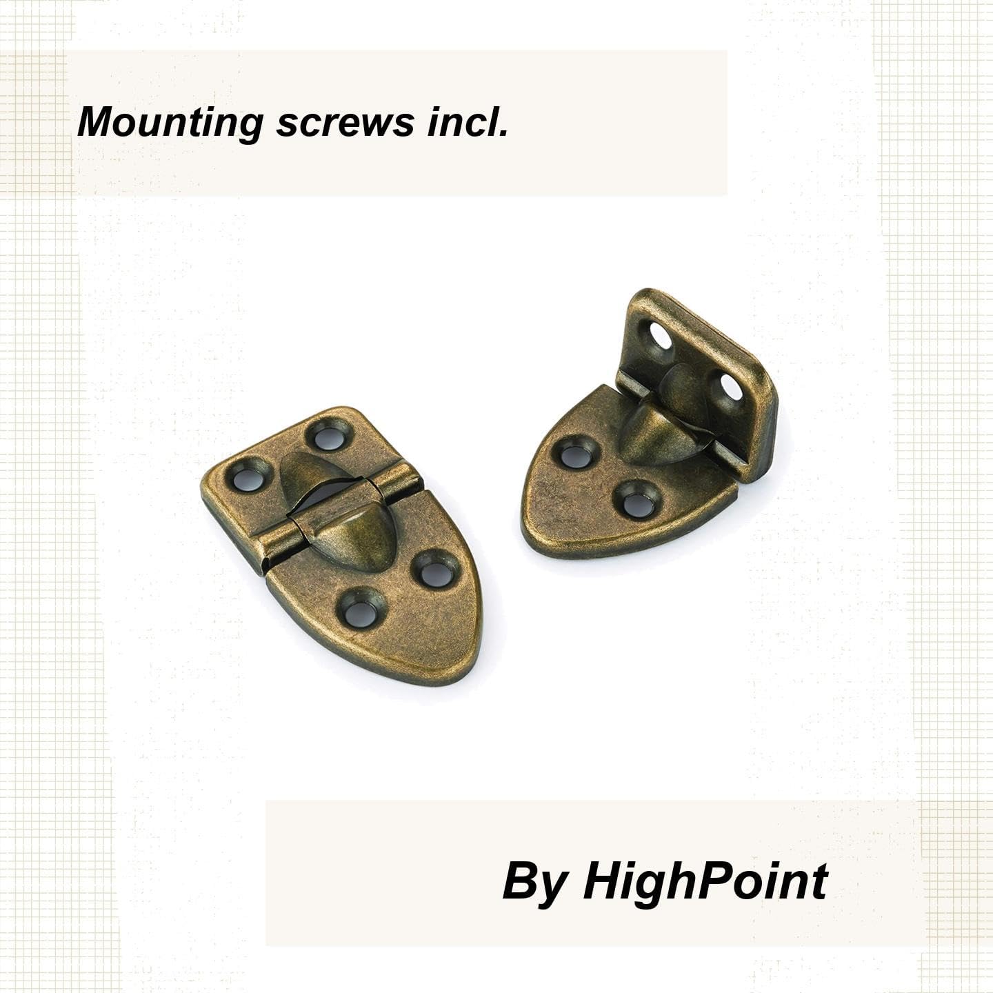 Highpoint 90 Degree Stop Hinge Antique Brass Plated 2-1/16" X 1-1/18" Pair