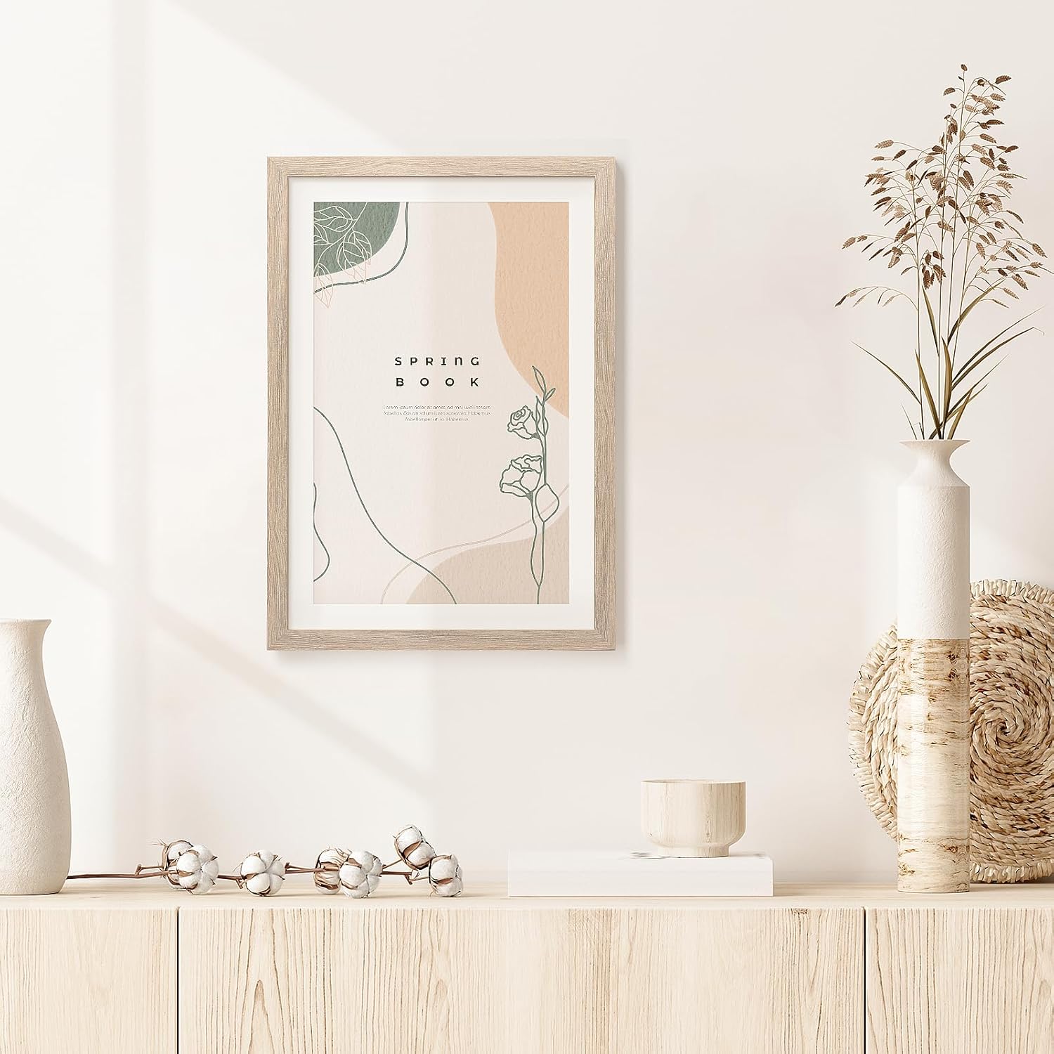 13x19 picture frame,Distressed Farmhouse Wood Pattern 13x19 poster frame Display 11x17 with mat,Horizontal and Vertical 19x13 picture frame,Plexiglass,Wall Décor,Light Wood Grain,1Pack