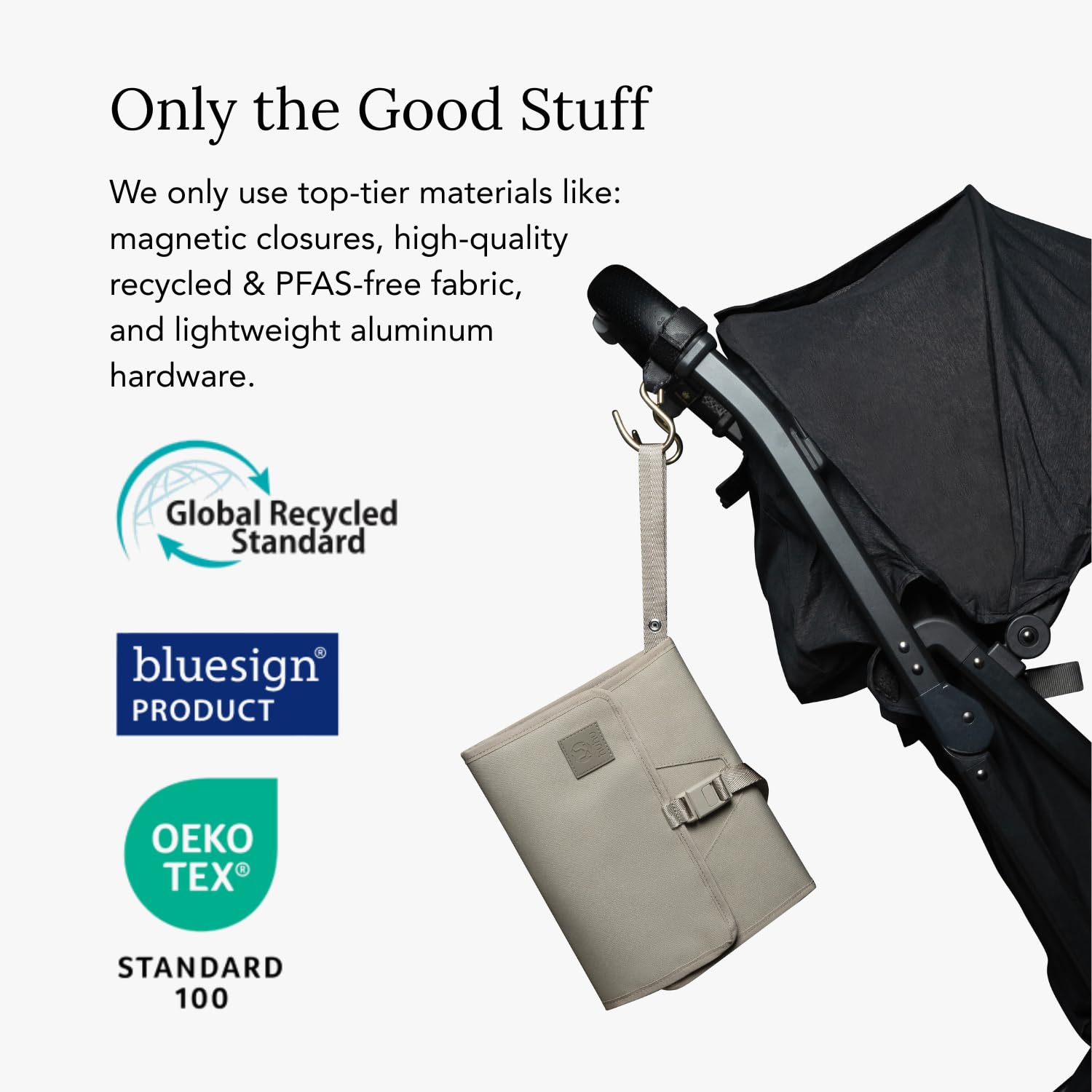 Huhu Baby Changing Wallet – Compact, Portable Diaper Changing Pad for Travel – Easy to Clean, Foldable Changing Mat – Must Have Diaper Bag Accessory for New Parents (Daybreak Taupe)