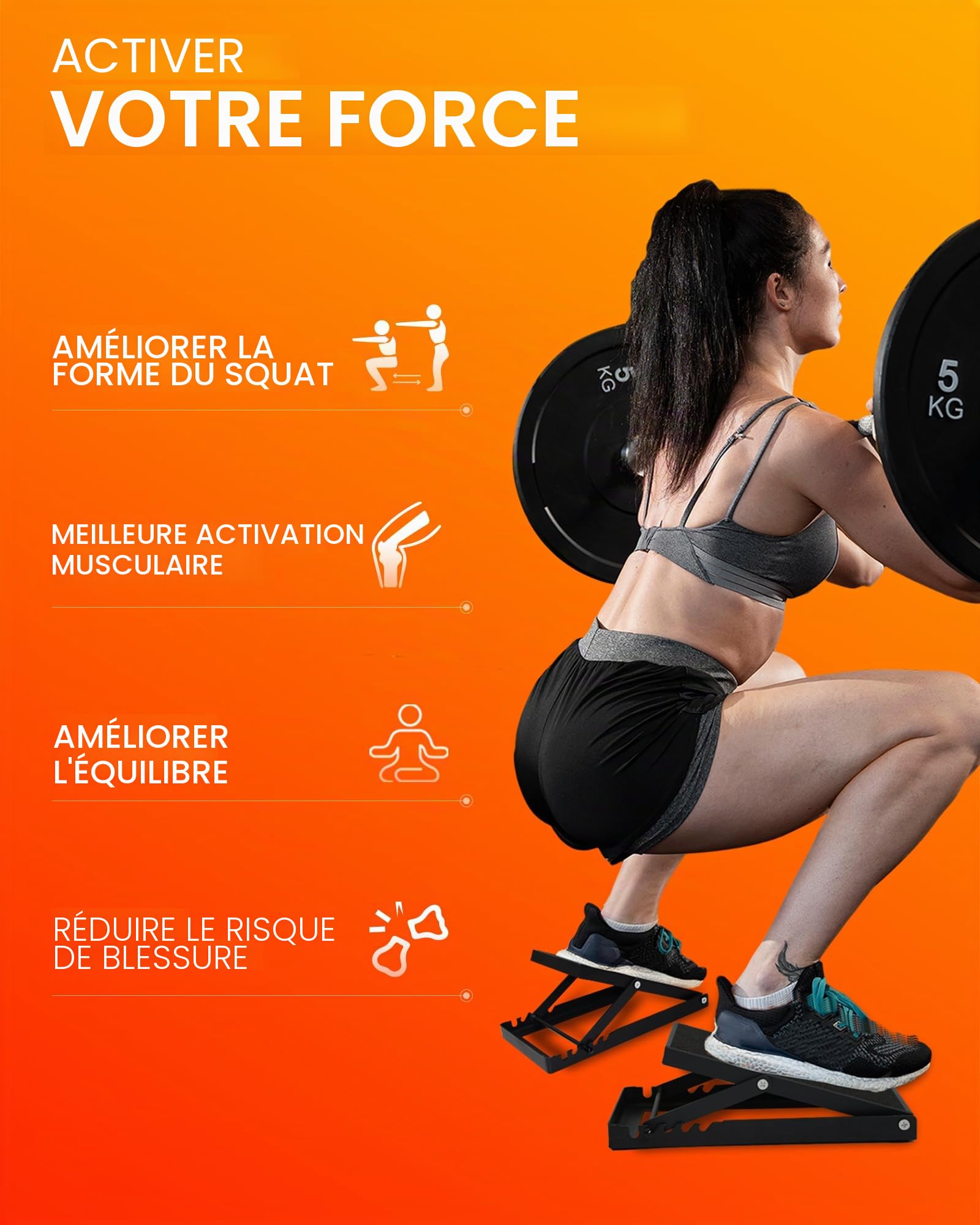 HVO Cales De Bloc Squat: Planche InclinéE étirement Jambes Mollets en LièGe Planche Mollet Wedge Block Capuchon Quantité 2