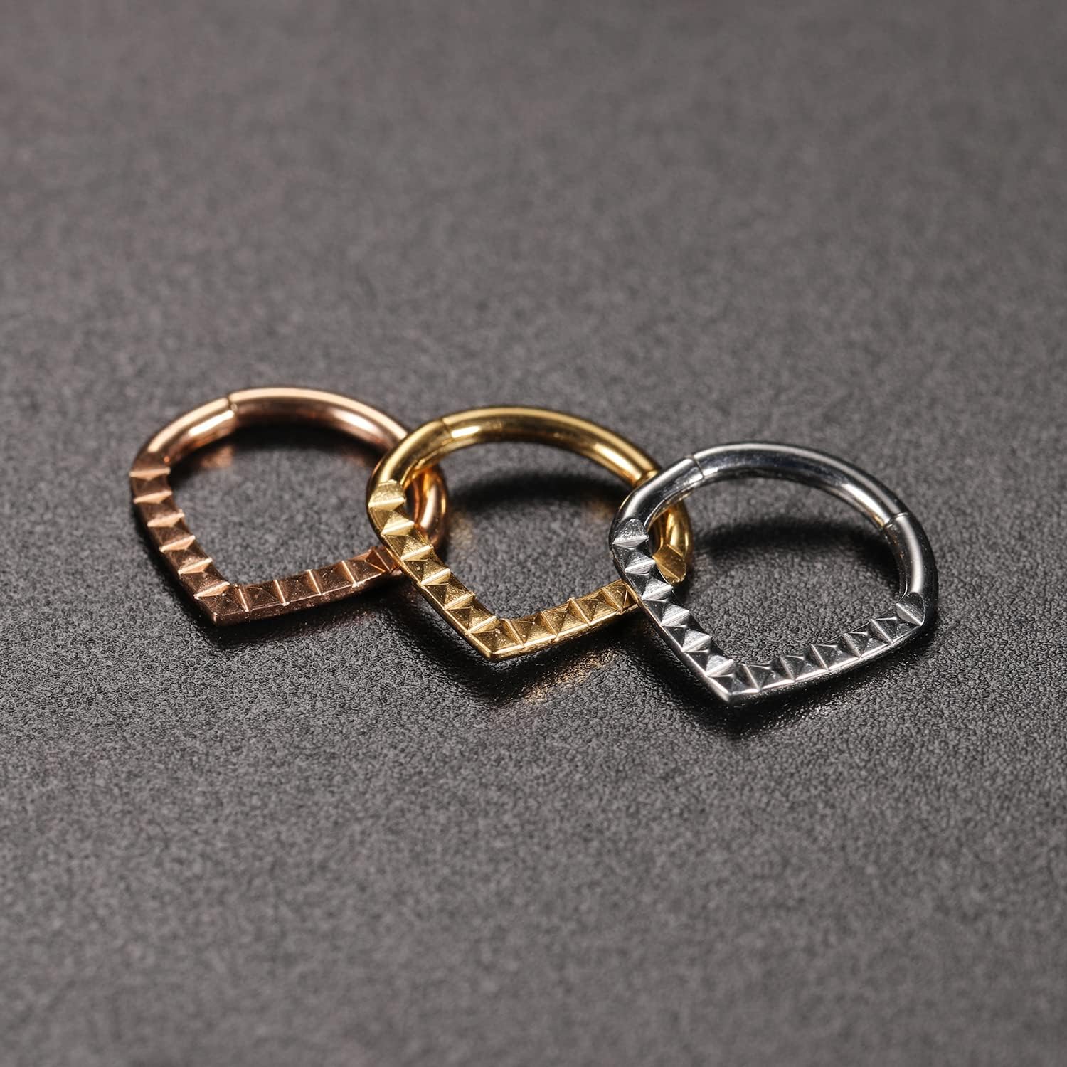 16G Septum Rings Teardrop Septum Daith Tragus Jewelry 8mm Septum Clicker Nose Rings Daith Rook Earrings Daith Rook Helix Tragus Piercing Jewelry Stainless Steel Gold - Image 4