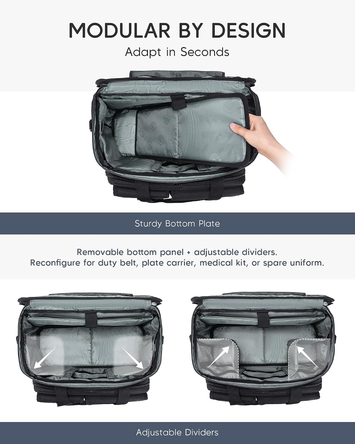 Patrol Bag Law Enforcement, Extra Large Police Gear Bag with 15.6In Laptop Layer, Car Front Seat Organizer Molle Multiple Compartments Police Duty Bags Fit Vehicle Passenger Seat, Black