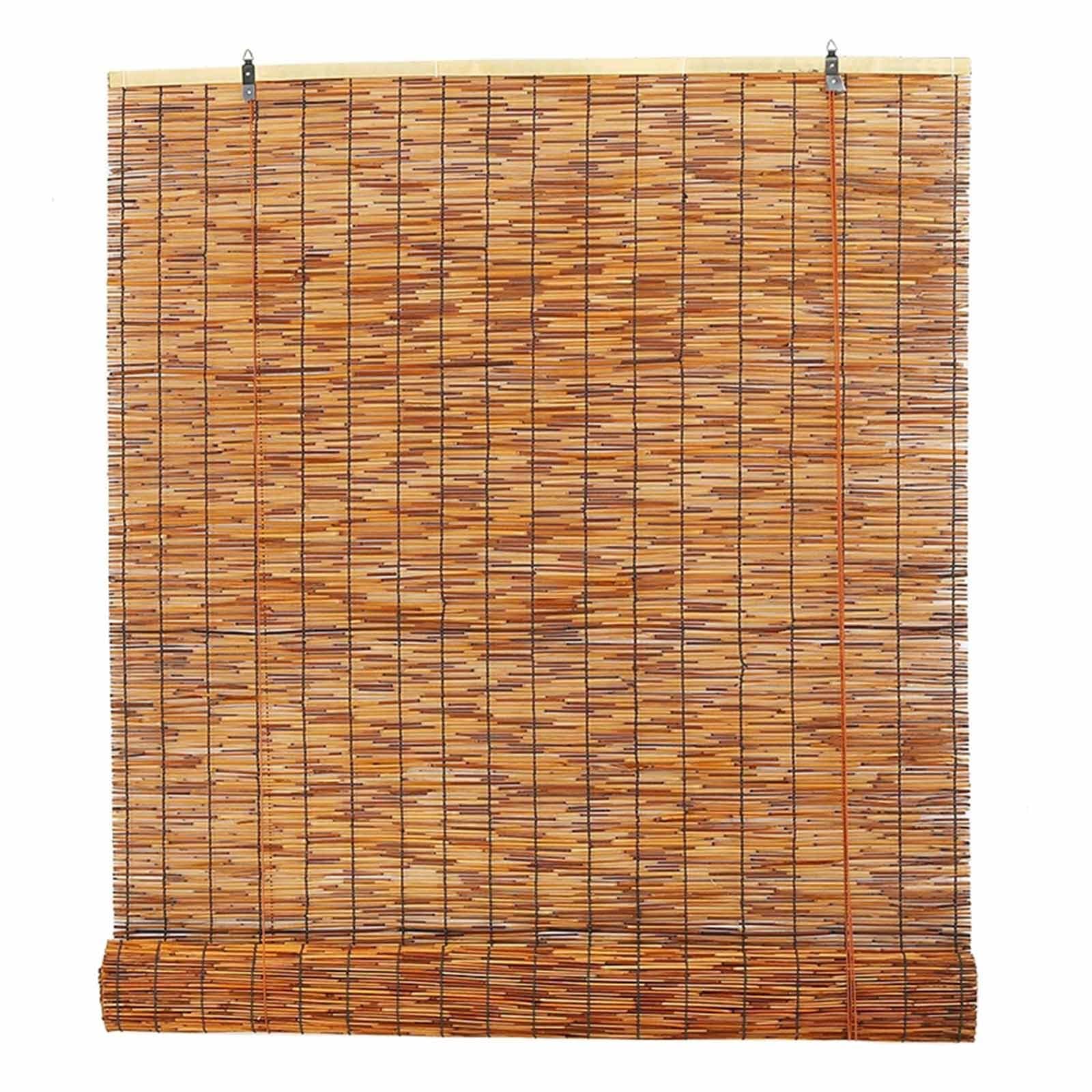 RJPzidK Cordless Bamboo Straw Shades, Light Filtering Window Treatment, Roll Up Bamboo Blinds for Indoor Outdoor Porch Privacy(W50xH80cm)