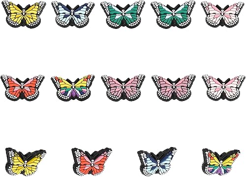 CHGCRAFT Kit de manualidades de cuentas de silicona, 14 cuentas en forma de mariposa de 7 colores para hacer collares, pulseras, aretes, llavero,