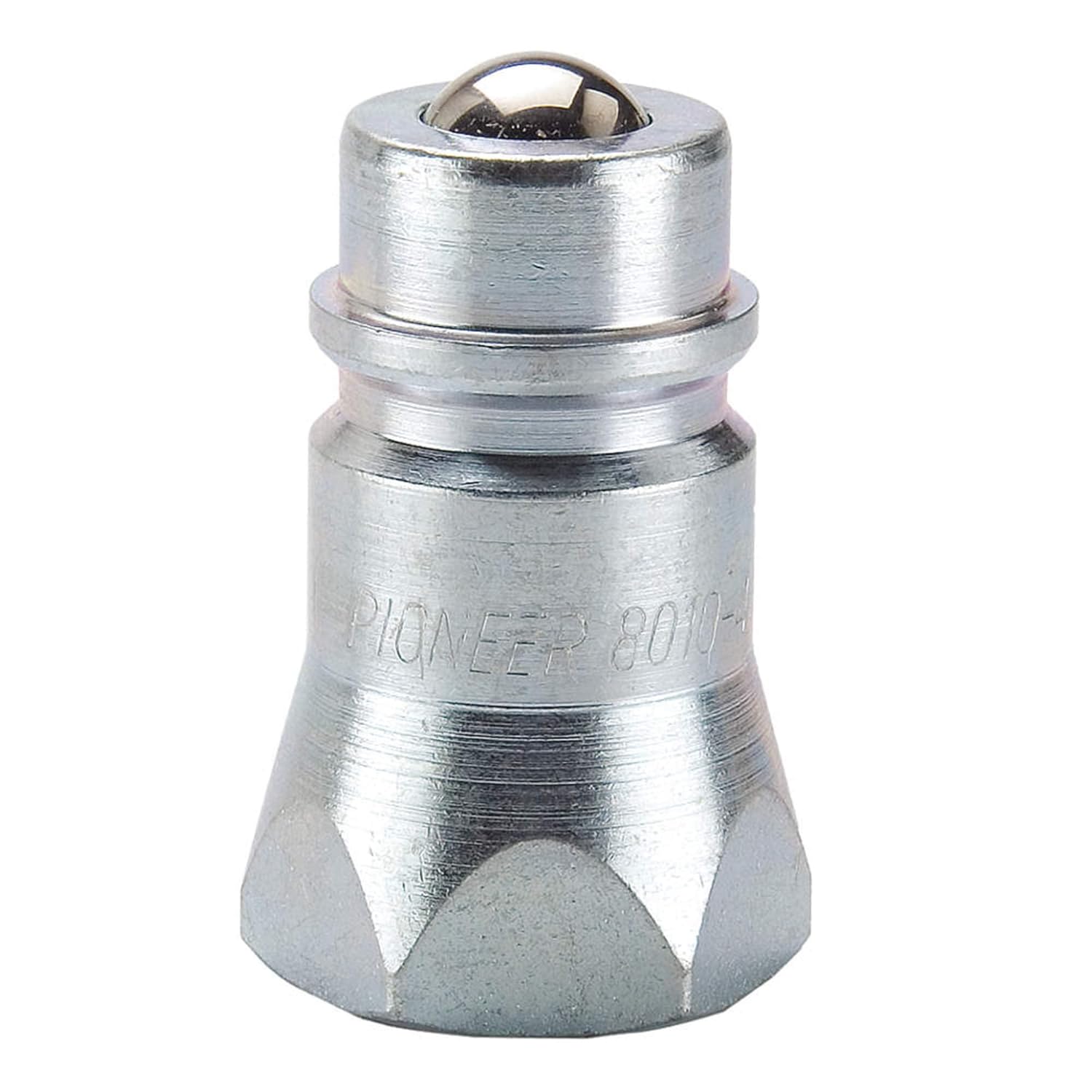 Parker Hannifin 4010-6P Series 8010 Steel General Purpose Pioneer Universal Agricultural Male Tip Nipple, Poppet Valve, 1" Body Size, 1"-11 1/2 NPTF Port End, 2.79" Length