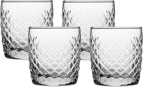 Anchor Hocking Vasos Cross Hatch (4 piezas, 10 onzas, aptos para lavavajillas) disponible en Yaxa Colombia