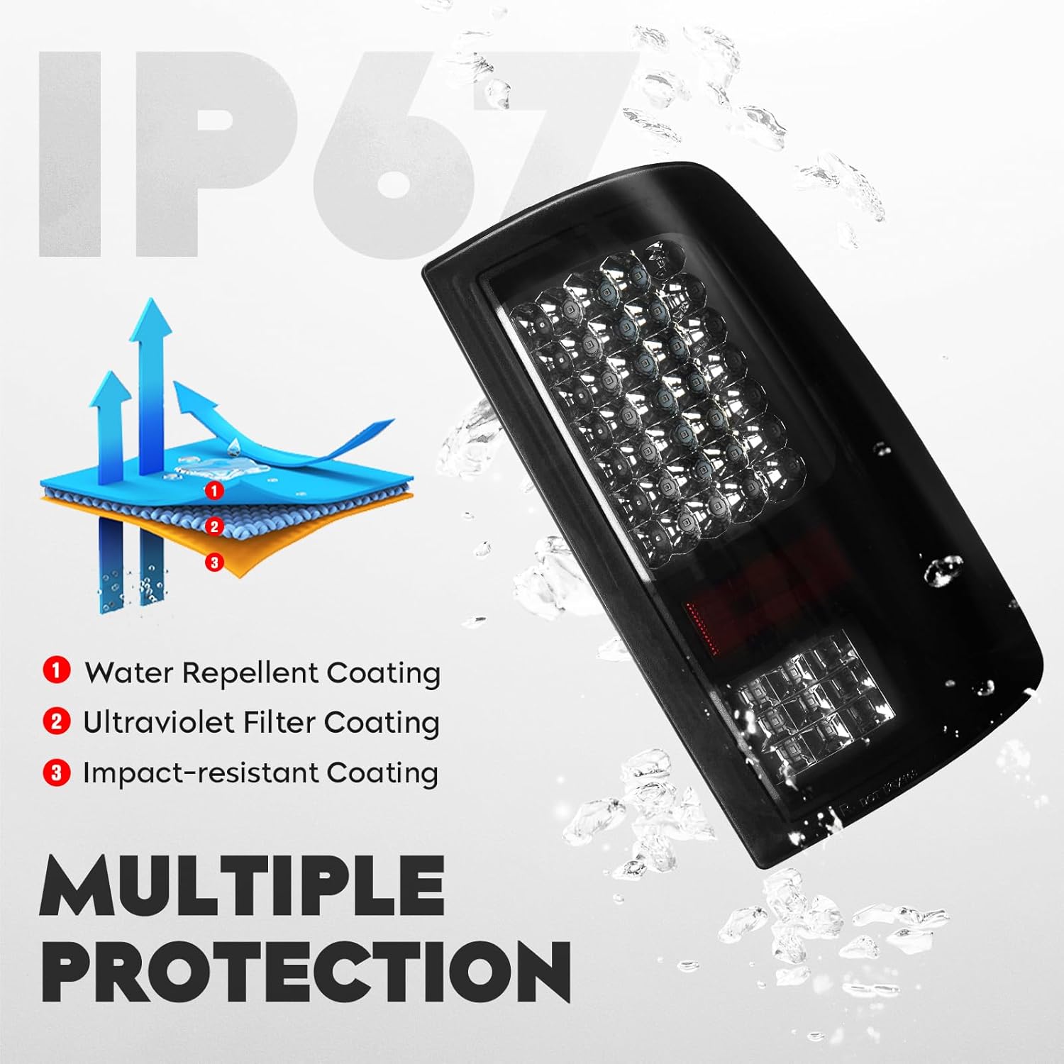 LED Tail Lights Pair + 3rd Third Brake Cargo Lamp Assembly Fit for Dodge Ram 1500 2009-2010, 2500 3500 2010, for Ram 1500 2500 3500 2011-2018 (Only Fit Factory Halogen Version and 921 Reverse Bulb)