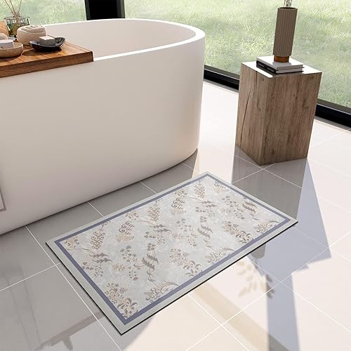 YIHOUSE Tapete de baño fino de 24 x 16 pulgadas, súper absorbente, de secado rápido, delgado, para debajo de la puerta, tapete con parte trasera de