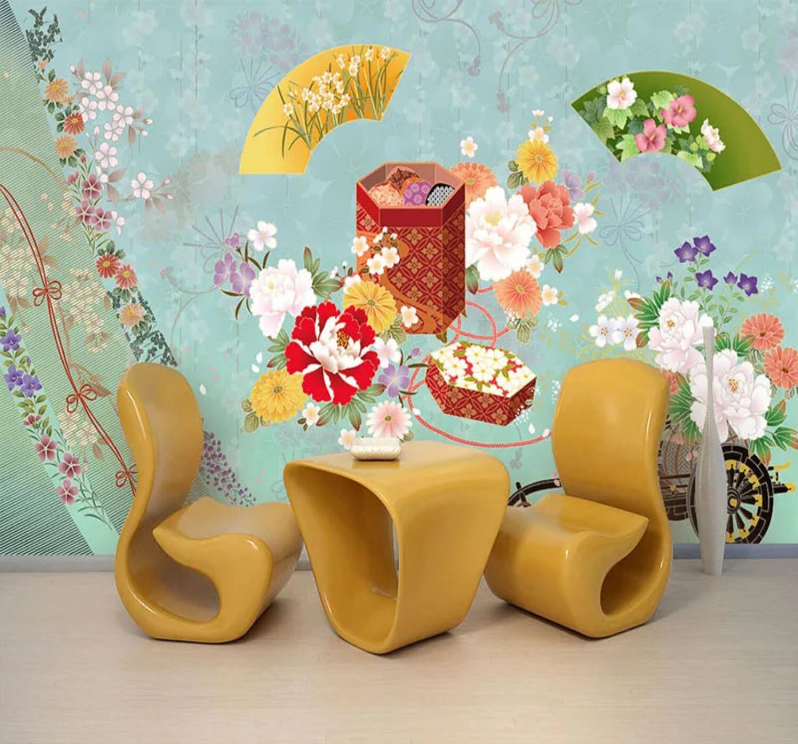 Wallpaper-3D-Xlm 250Cm×170Cm(B×H) Romantic Fresh Spring Beautiful Flowers 3D Wallpaper Easy Install Feature Office Living Room Sofa Bedroom Tv Background Wall Decoration-250Cm×170Cm