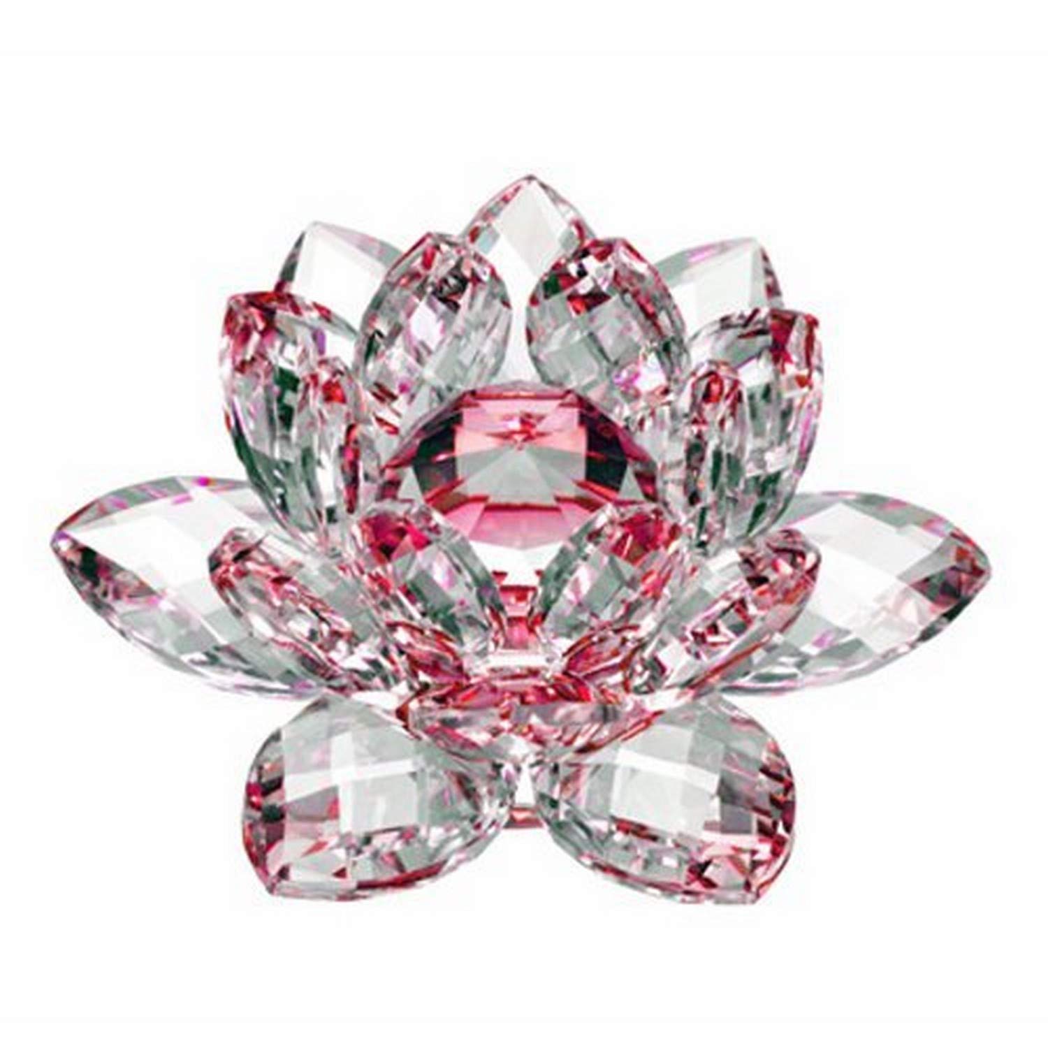 Amlong Crystal Hue Reflection Lotus Flower with Gift Box, 3 inch, Red