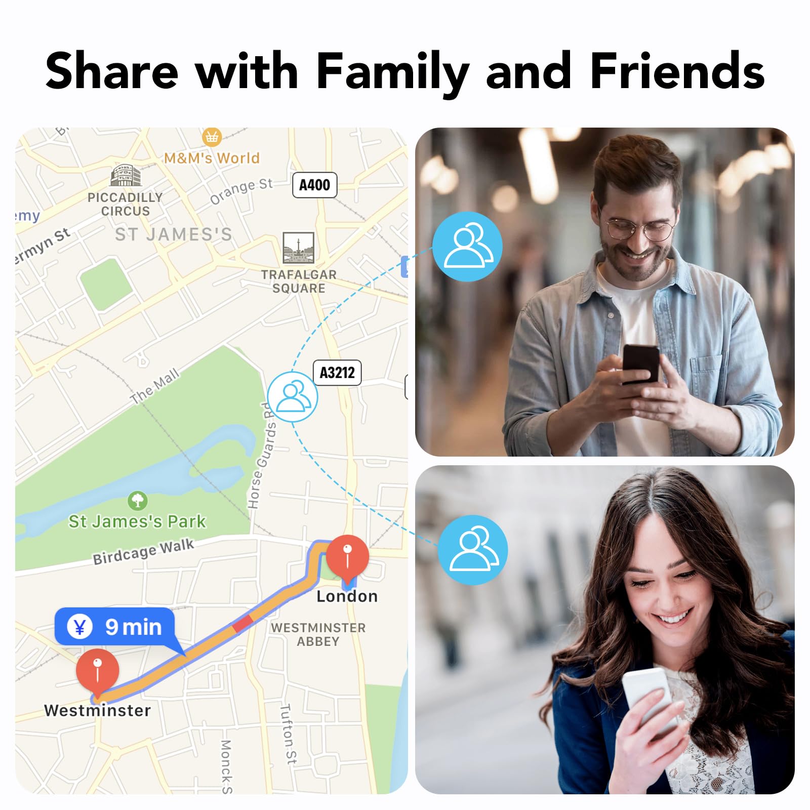 Smart Traceur Tag Lot de 4, Compatible avec Apple Find My et Google Find Hub, Localisateur Bluetooth Android & iOS, Batterie Remplaçable, Étanche IP68, pour Clés, Portefeuilles, Valises et Sacs