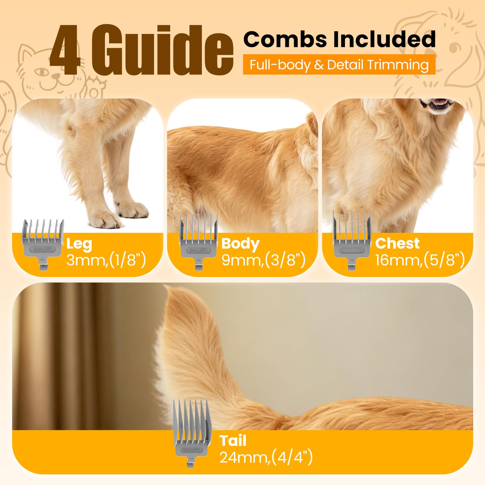 Dog Grooming Kit with Vacuum, 12000Pa Pet Electric Clipper & Nail Grinder view 7