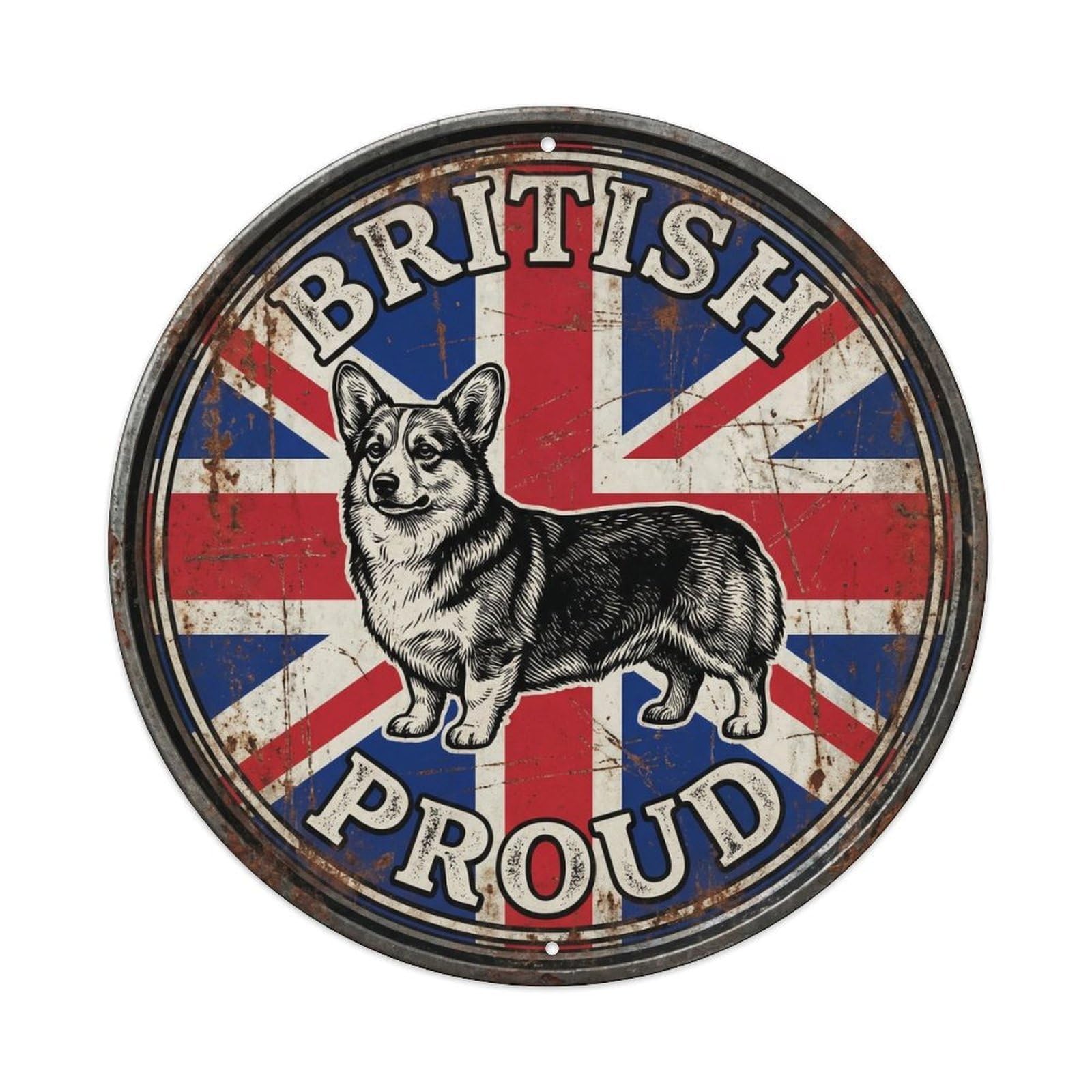 Olhnbad Style British Proud Welsh Corgi Pet Breed Heritage Emblem Metal Tin Sign