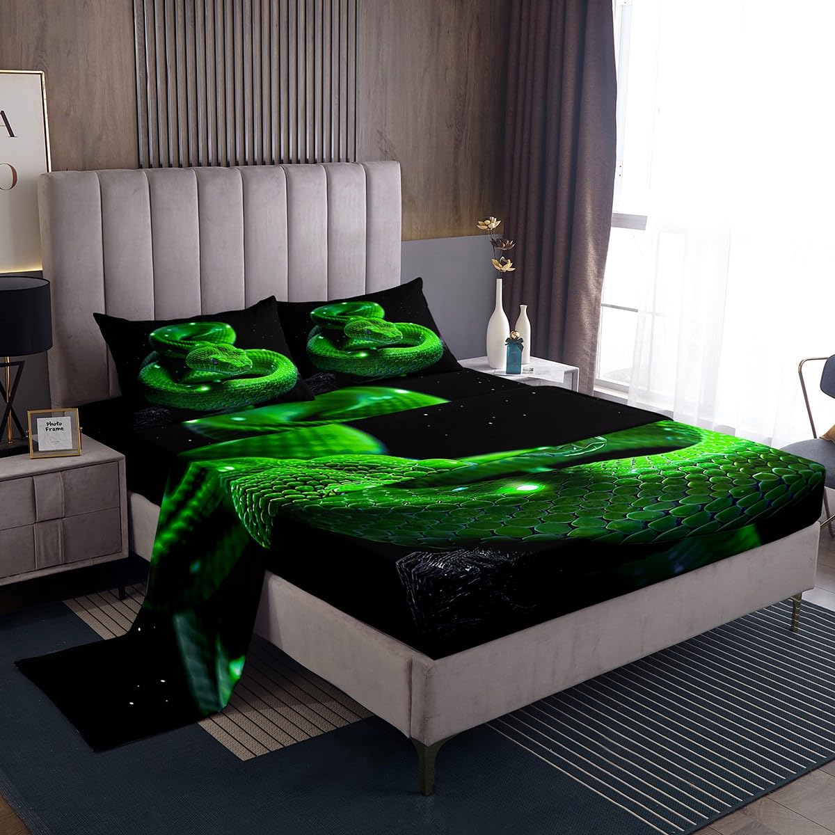 Parure de lit serpent 3D enfant pour chambre style jungle exotique