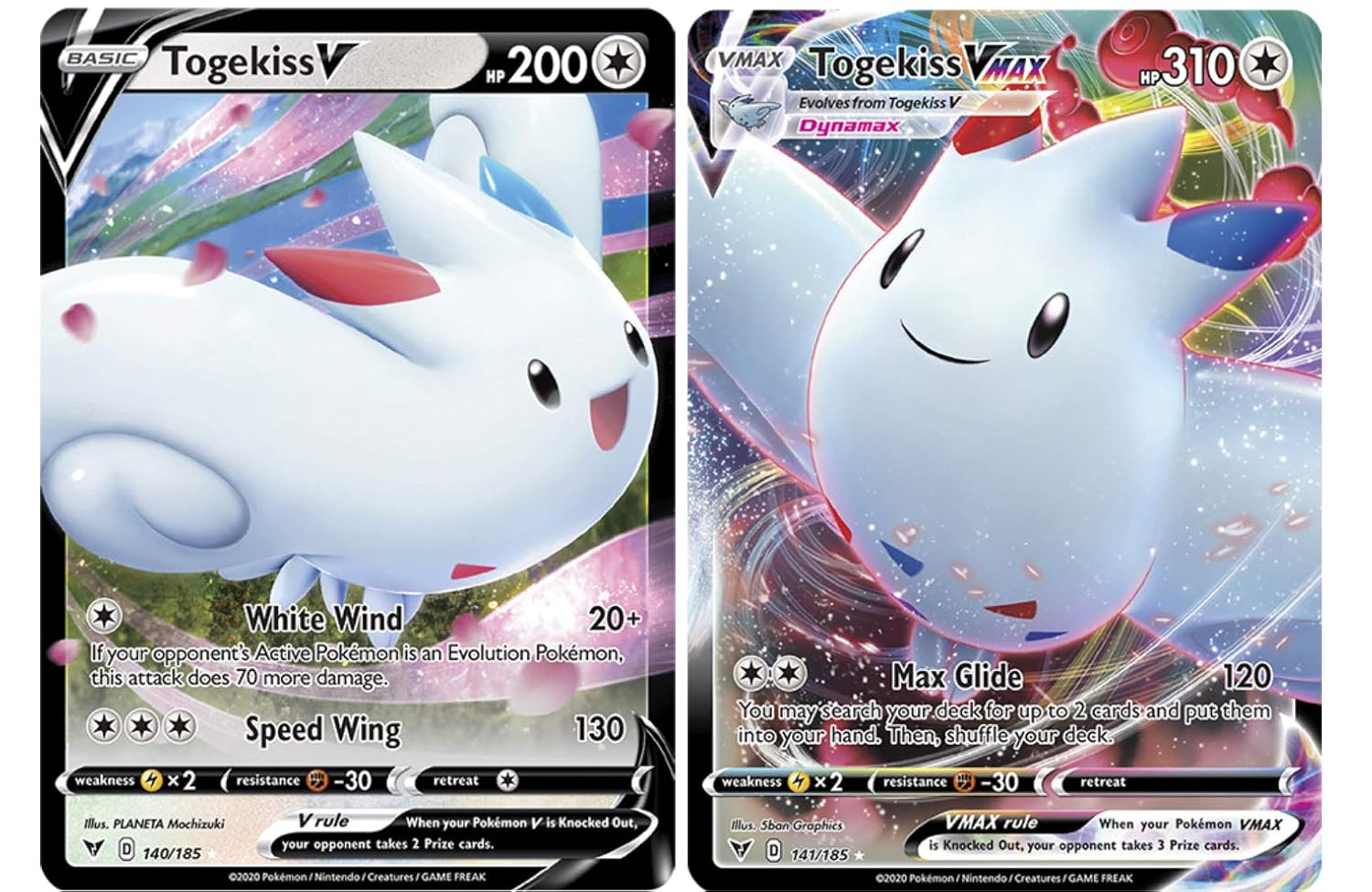 Pokemon Vmax Card Set - Togekiss VMAX 141 185 Togekiss V 140 185 - Vivid Voltage - Ultra