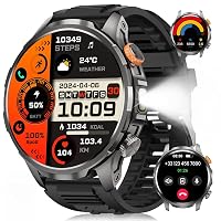 BANLVS Smartwatch Uomo Militare con 1000mAh/Torcia LED, Nero