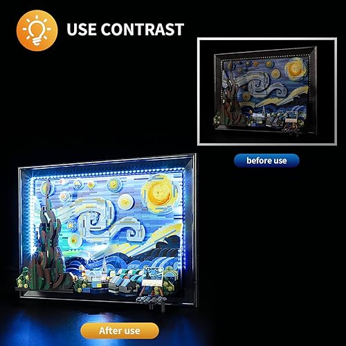 Miniatura 4 de Vaodest Luz LED para Lego 21333 Vincent Van Gogh, juego de modelos de bloques de construcción de la noche estrellada, diseño y configuración