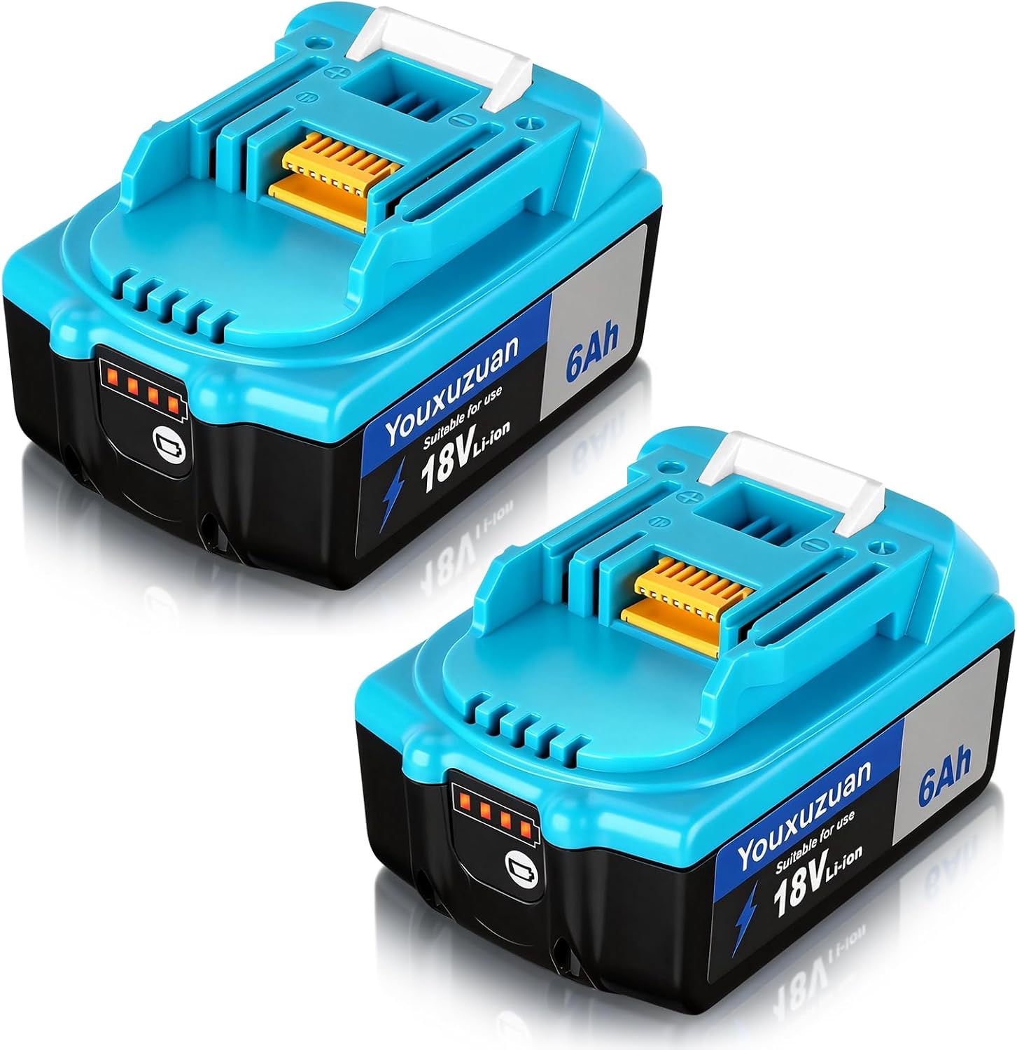 2-Pack 6.0Ah Replacement for Makita 18V Battery BL1860B, Replacement Batteries Compatible with Makita BL1860 BL1820 1830B 1840B 1850B, Fit with Original makita 18V Battery Chargers (Blue)
