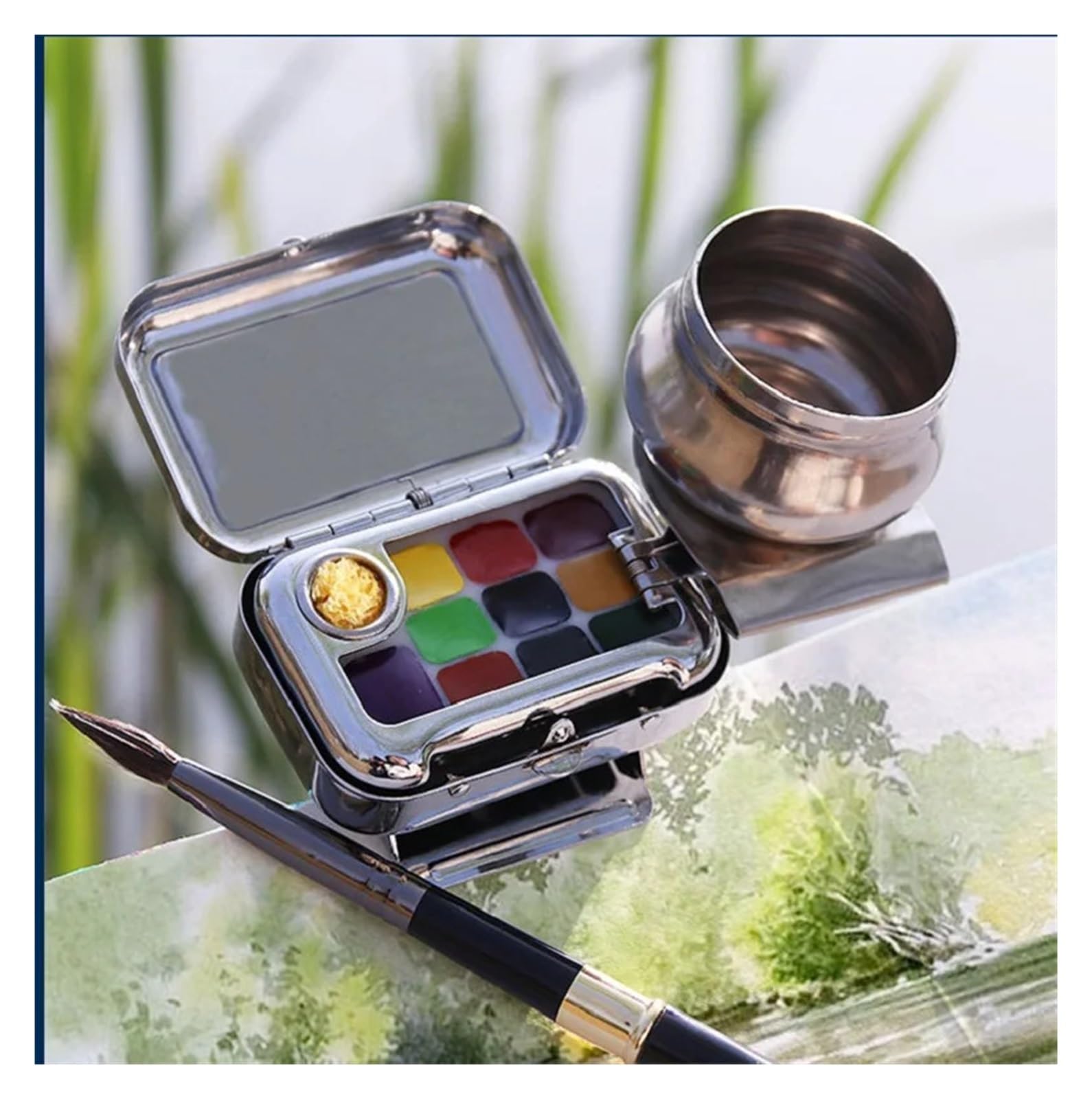 Mini boîte d'aquarelle portable vide 10/16 grilles pour voyage, peinture, croquis, hydratant, fournitures artistiques (10 compartiments)