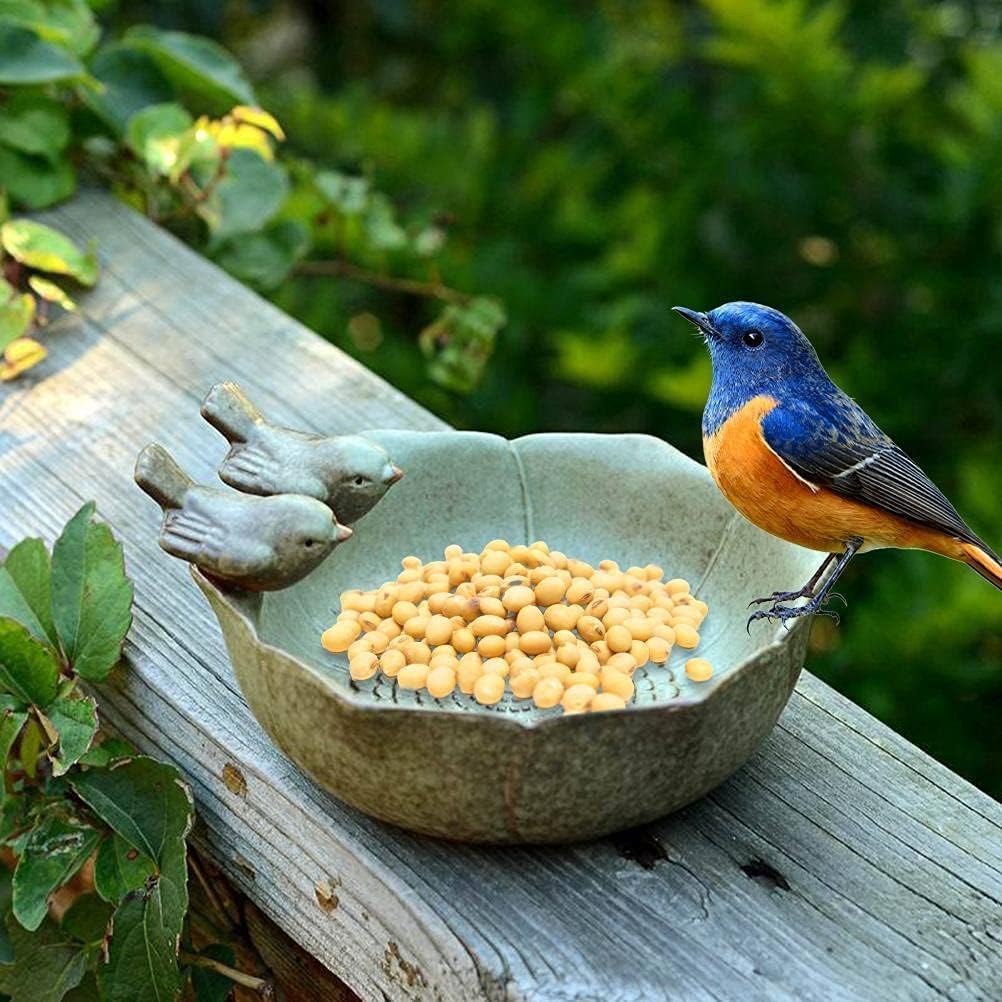 Comedero para pájaros de jardín, cuenco para baño de pájaros, Bebedero para pájaros, soporte para contenedor, plato de fruta de cerámica, comedero para pájaros, acuario
