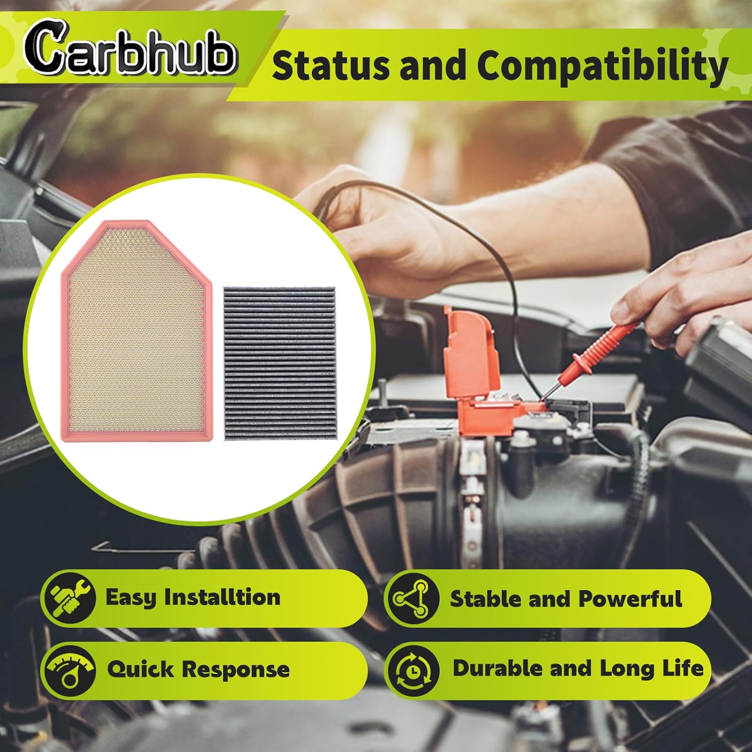 Carbhub Engine & Cabin Air Filter Compatible with Dodge Challenger Charger 3.6L 5.7L 6.2L 6.4L 2011-2023 Compatible with Chrysler 300 2011-2023 Replace 68071668AA 04861746AB