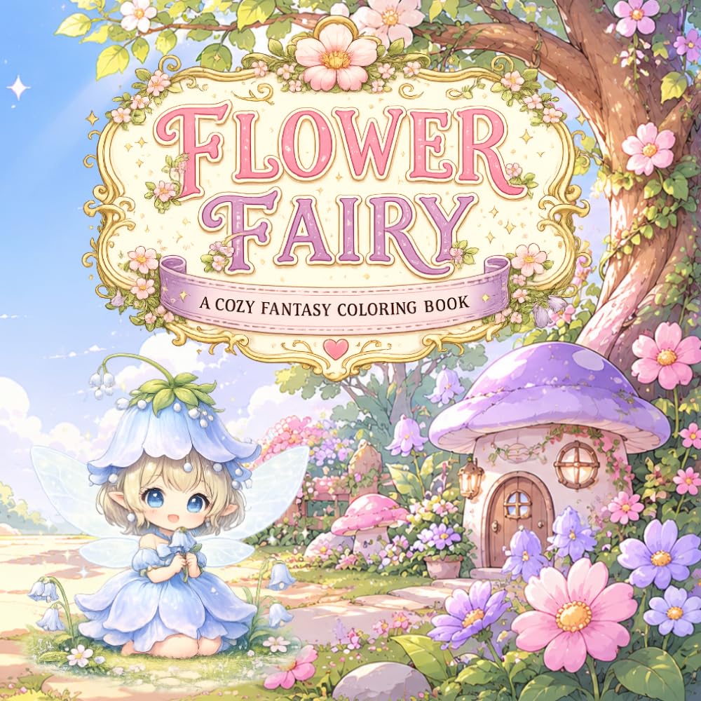 FLOWER FAIRY: A Cozy Fantasy Coloring Book with Adorable Fairies for Relaxation