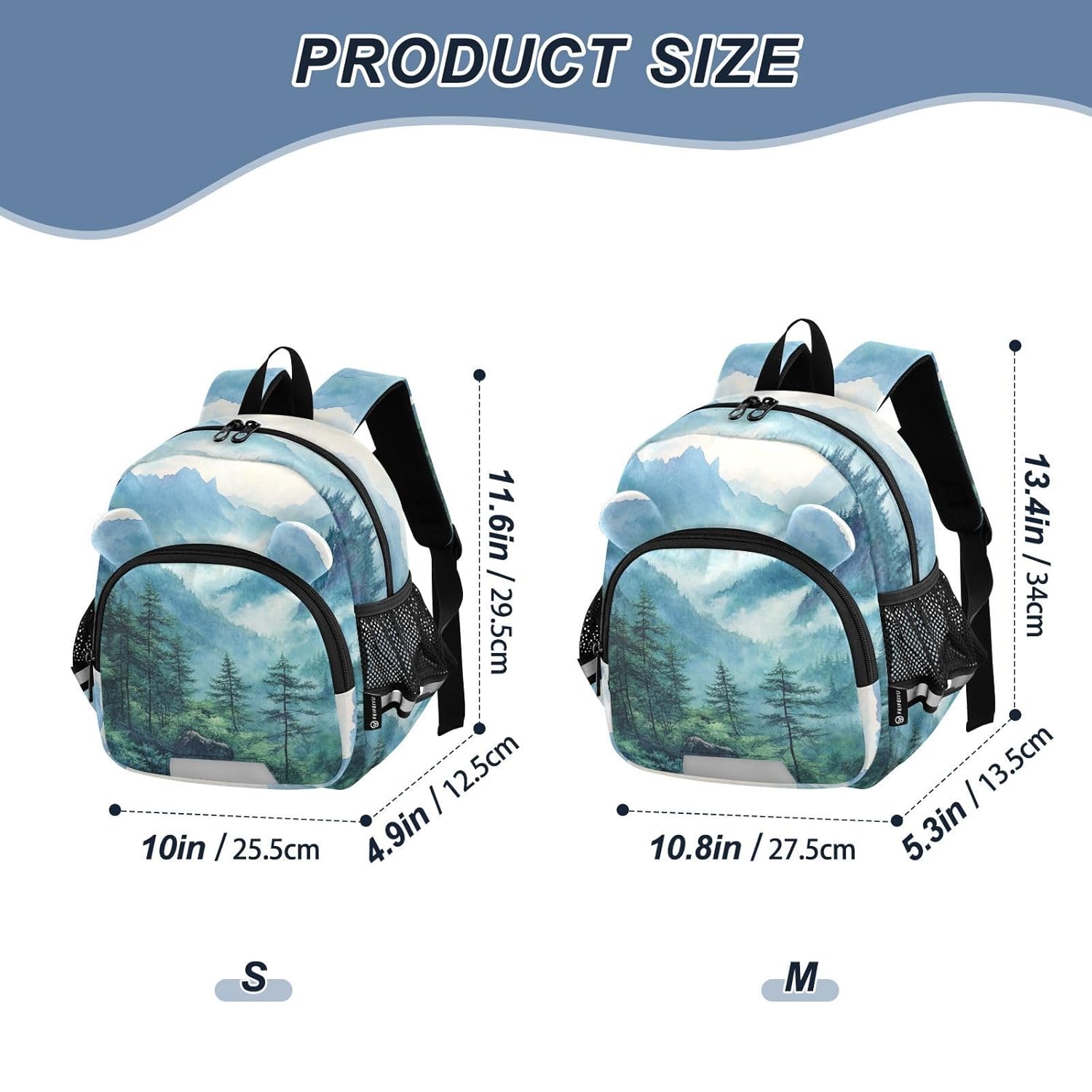 Mountain Fir Trees Toddler Harness Backpack for Boys Girls 3-6 Years Kids Backpack with Anti Lost Safety Leash Child Leash Backpack for Preschool Walking Travel