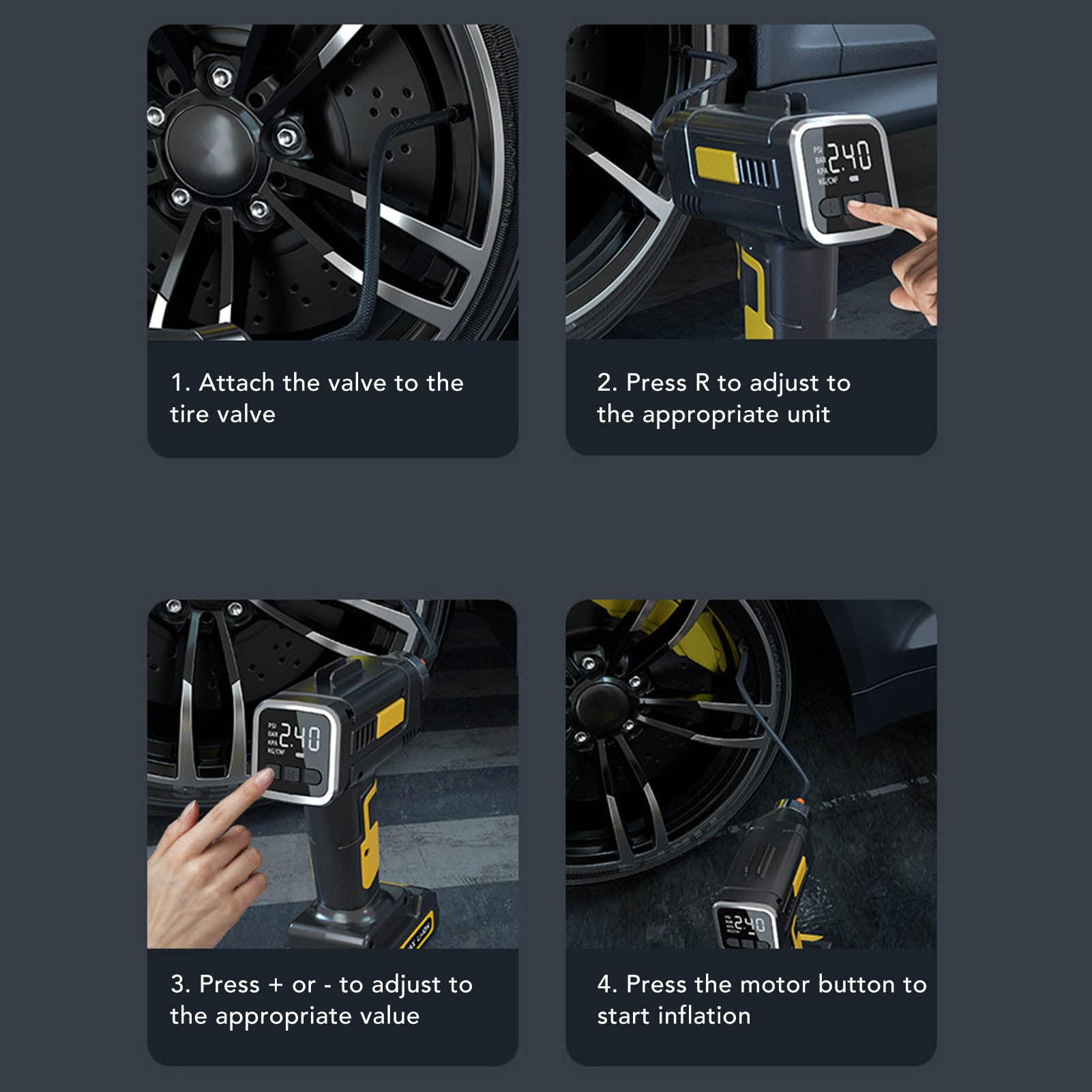 Pompa Per Pneumatici Portatile Auto 12V - Compressore Aria Con Quadrante, Per Auto, Moto, Bici, Gommoni - Foto 5